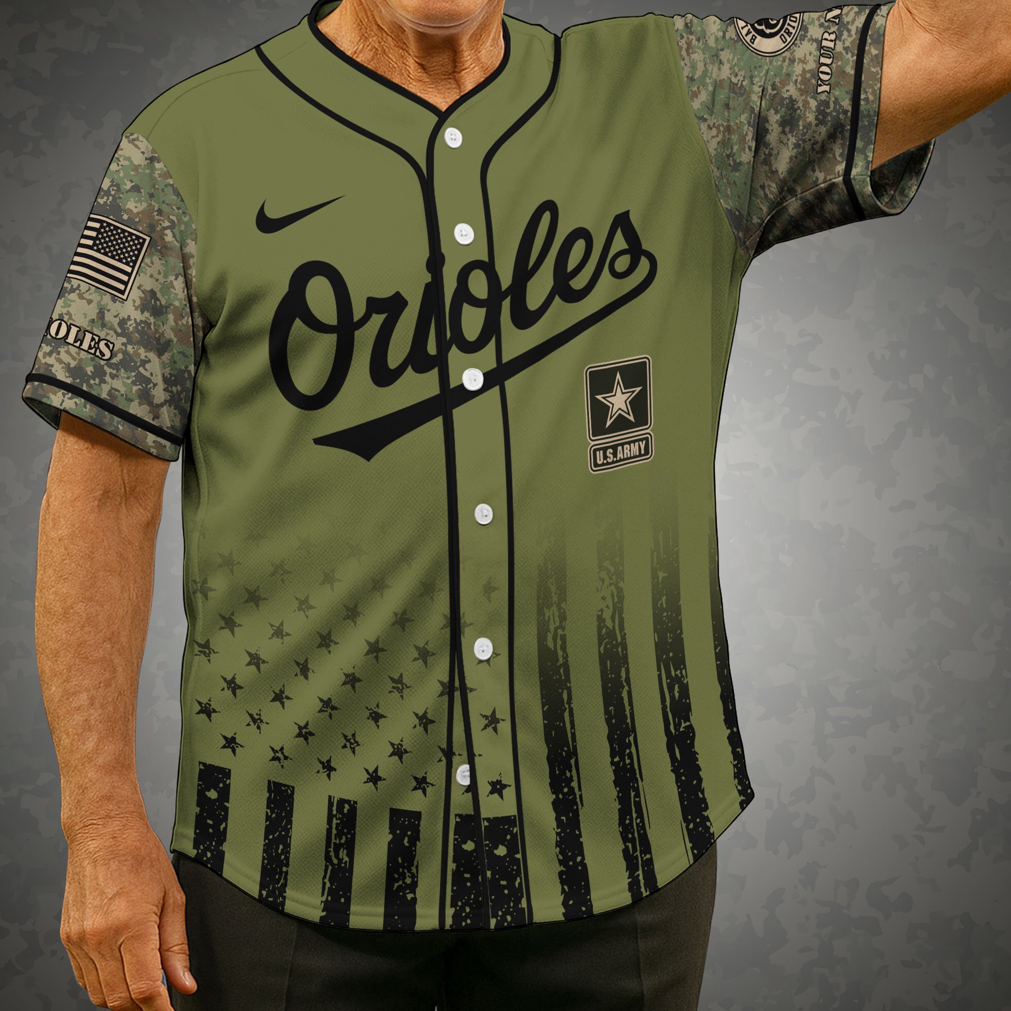 Baltimore Orioles Baseball Shirt x US Army Military Appreciation Night Jersey Editions Limited 2025 Custom Name, Sport Shirt For Fans ETRG-05082173