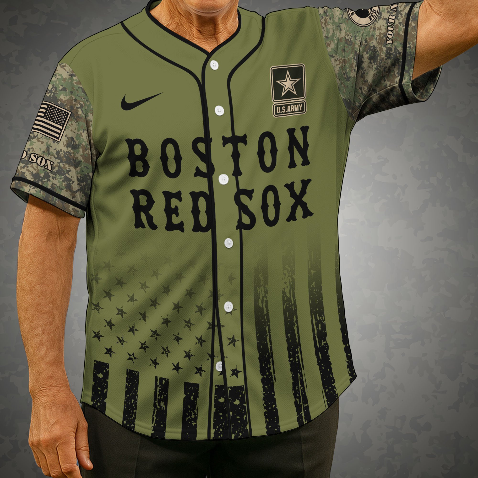 Boston Red Sox Baseball Shirt x US Army Military Appreciation Night Jersey Editions Limited 2025 Custom Name, Sport Shirt For Fans ETRG-05082173