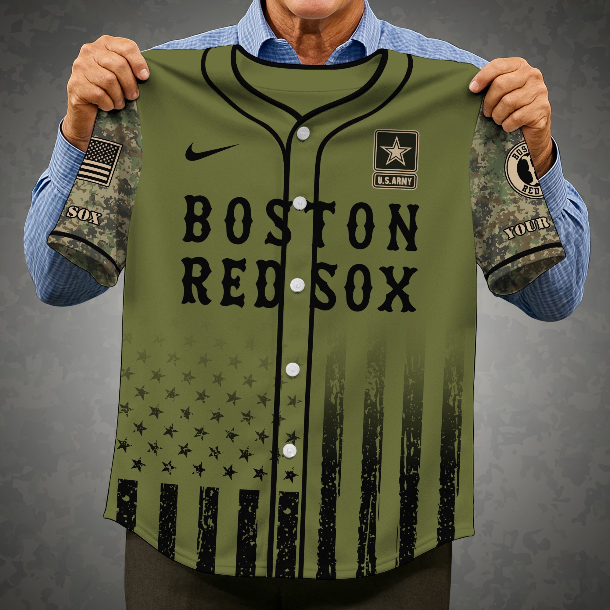 Alternative view of Boston Red Sox Baseball Shirt x US Army Military Appreciation Night Jersey Editions Limited 2025 Custom Name, Sport Shirt For Fans ETRG-05082173