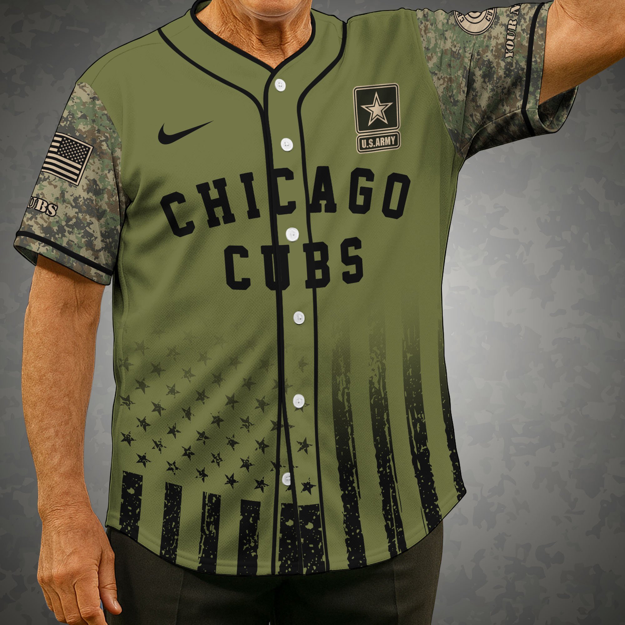 Chicago Cubs Baseball Shirt x US Army Military Appreciation Night Jersey Editions Limited 2025 Custom Name, Sport Shirt For Fans ETRG-05082173
