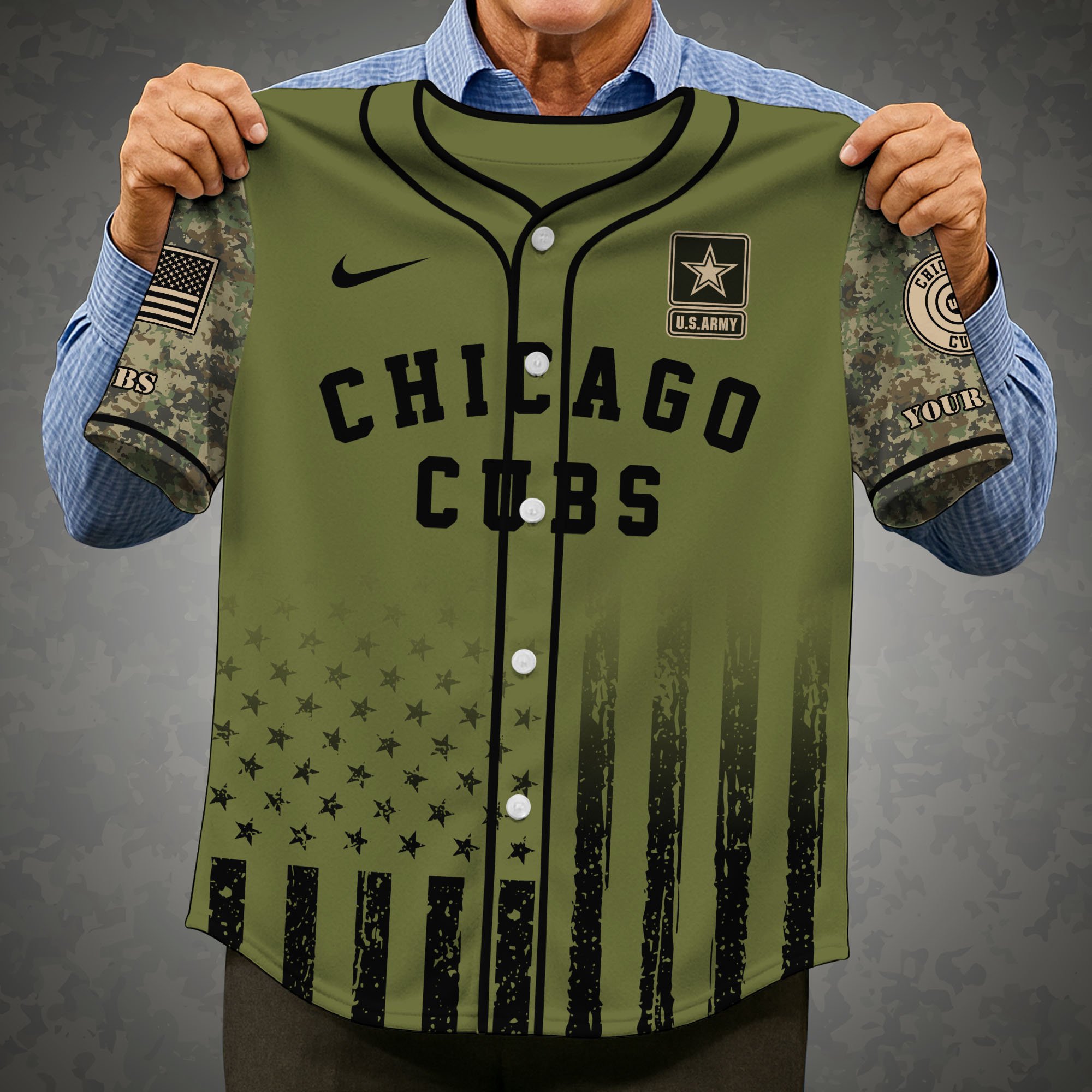 Alternative view of Chicago Cubs Baseball Shirt x US Army Military Appreciation Night Jersey Editions Limited 2025 Custom Name, Sport Shirt For Fans ETRG-05082173