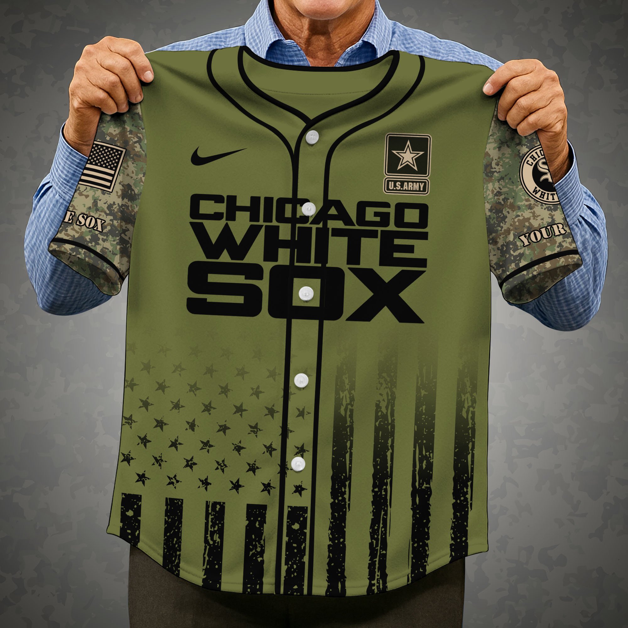Alternative view of Chicago White Sox Baseball Shirt x US Army Military Appreciation Night Jersey Editions Limited 2025 Custom Name, Sport Shirt For Fans ETRG-05082173