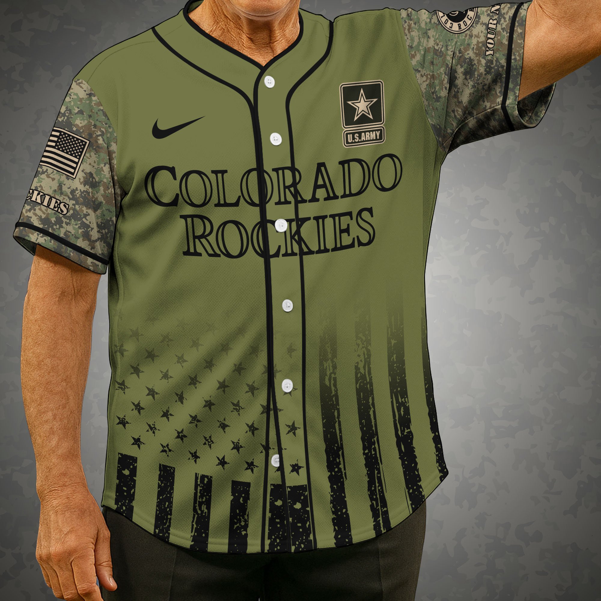 Colorado Rockies Baseball Shirt x US Army Military Appreciation Night Jersey Editions Limited 2025 Custom Name, Sport Shirt For Fans ETRG-05082173