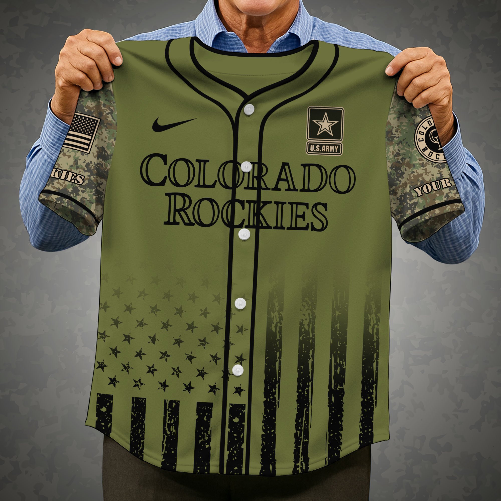 Alternative view of Colorado Rockies Baseball Shirt x US Army Military Appreciation Night Jersey Editions Limited 2025 Custom Name, Sport Shirt For Fans ETRG-05082173