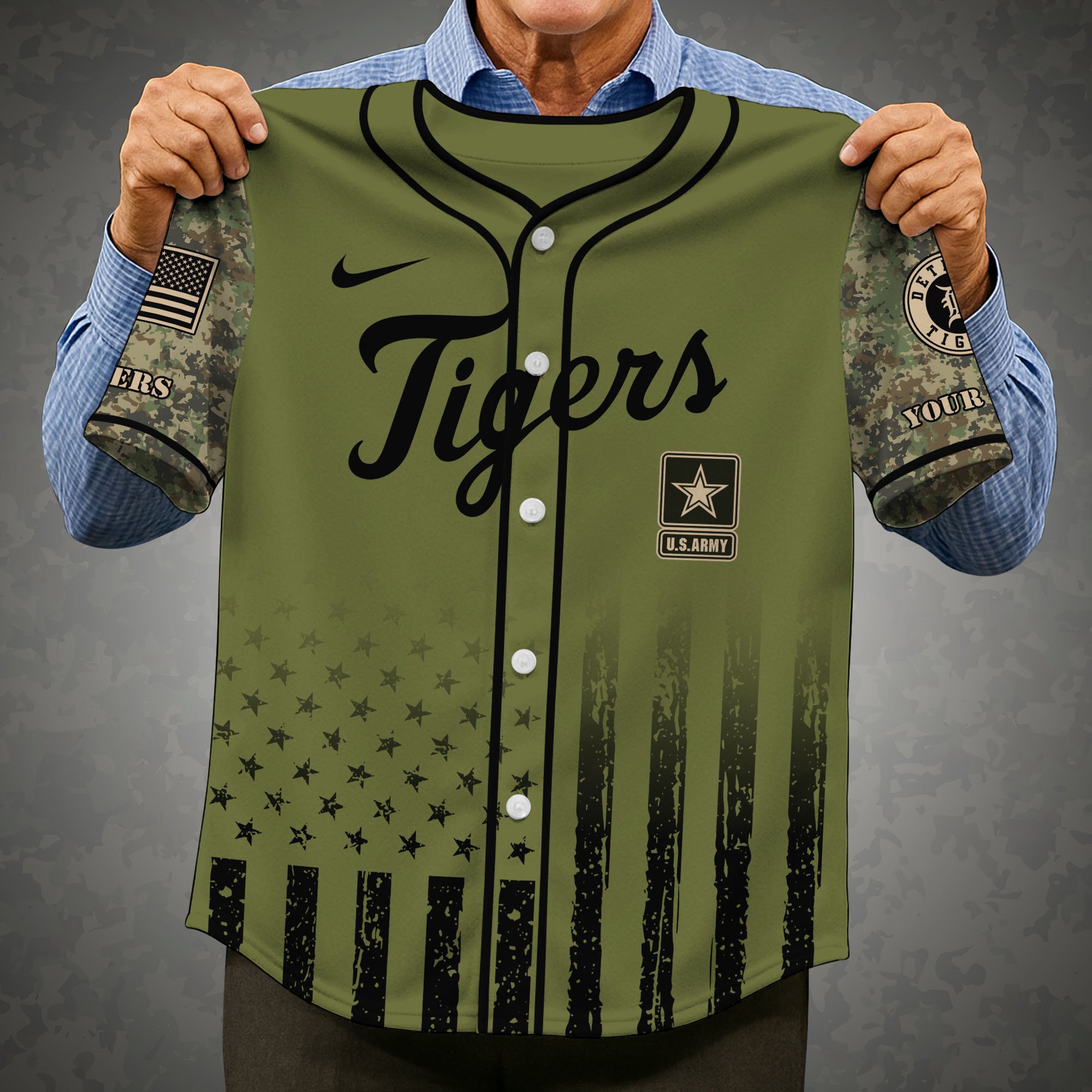 Alternative view of Detroit Tigers Baseball Shirt x US Army Military Appreciation Night Jersey Editions Limited 2025 Custom Name, Sport Shirt For Fans ETRG-05082173