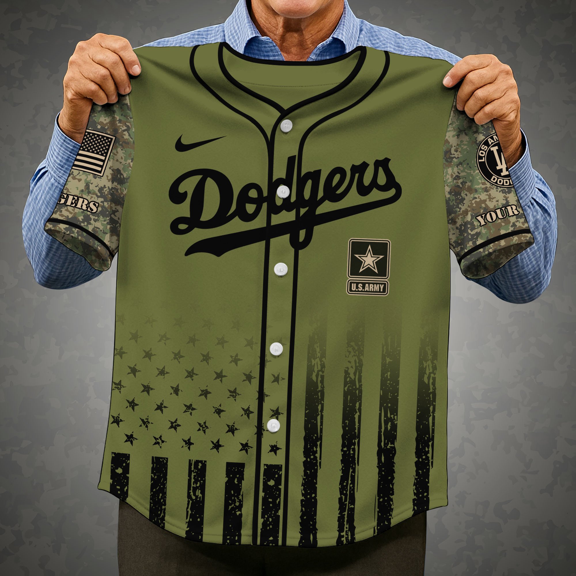 Alternative view of Los Angeles Dodgers Baseball Shirt x US Army Military Appreciation Night Jersey Editions Limited 2025 Custom Name, Sport Shirt For Fans ETRG-05082173