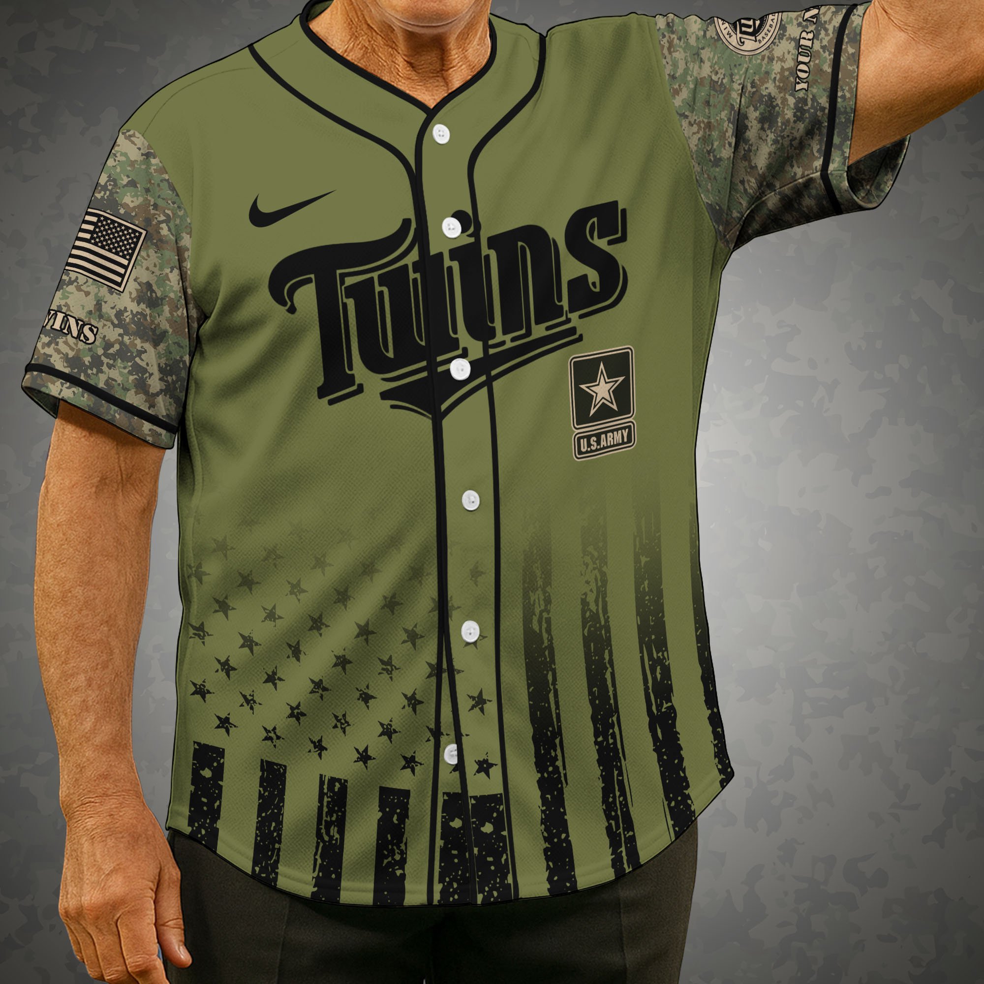 Minnesota Twins Baseball Shirt x US Army Military Appreciation Night Jersey Editions Limited 2025 Custom Name, Sport Shirt For Fans ETRG-05082173