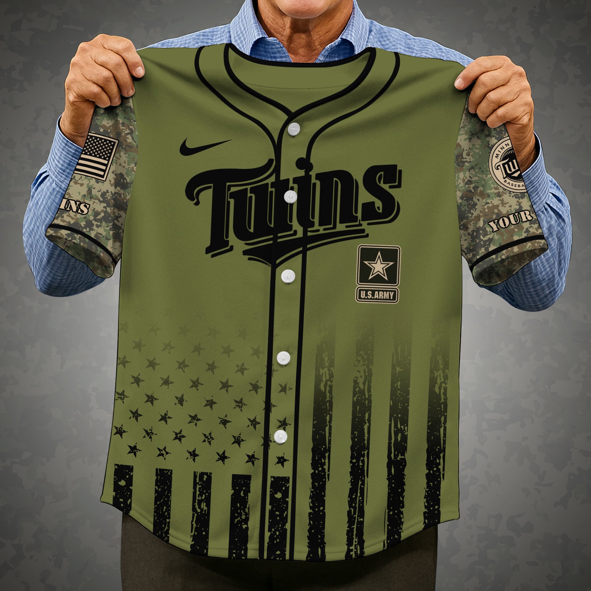 Alternative view of Minnesota Twins Baseball Shirt x US Army Military Appreciation Night Jersey Editions Limited 2025 Custom Name, Sport Shirt For Fans ETRG-05082173