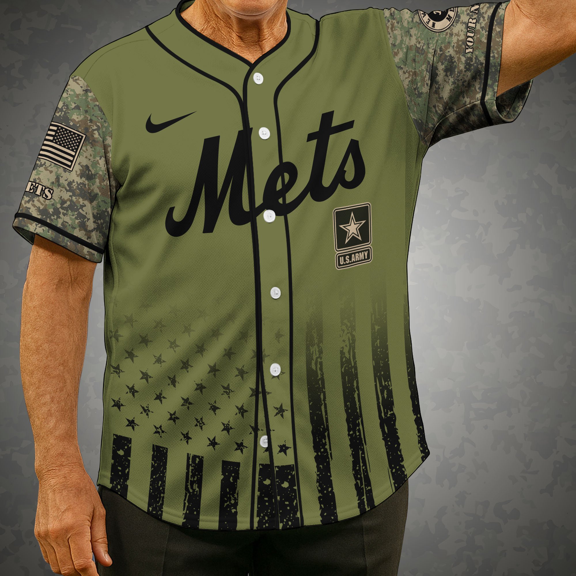 New York Mets Baseball Shirt x US Army Military Appreciation Night Jersey Editions Limited 2025 Custom Name, Sport Shirt For Fans ETRG-05082173