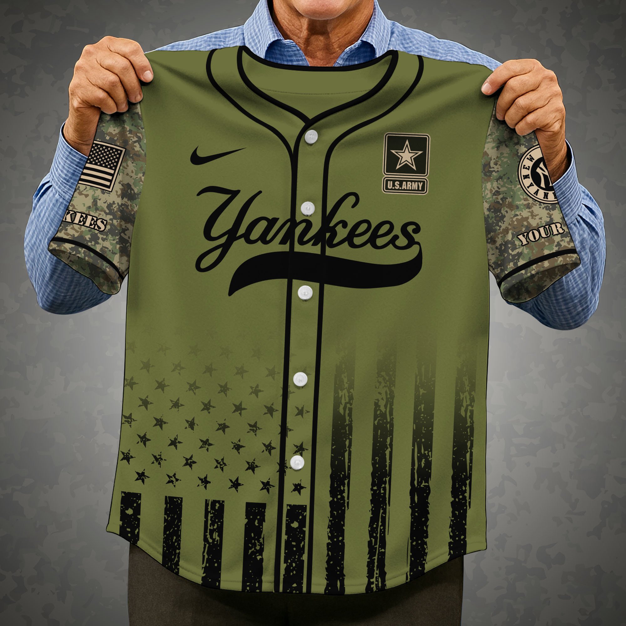 Alternative view of New York Yankees Baseball Shirt x US Army Military Appreciation Night Jersey Editions Limited 2025 Custom Name, Sport Shirt For Fans ETRG-05082173