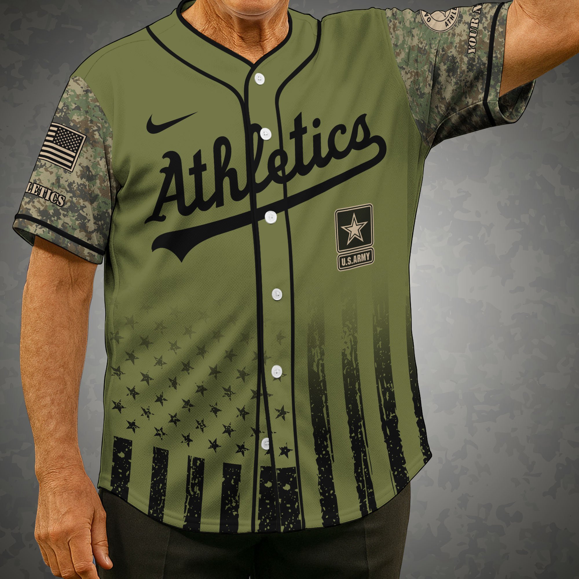 Oakland Athletics Baseball Shirt x US Army Military Appreciation Night Jersey Editions Limited 2025 Custom Name, Sport Shirt For Fans ETRG-05082173