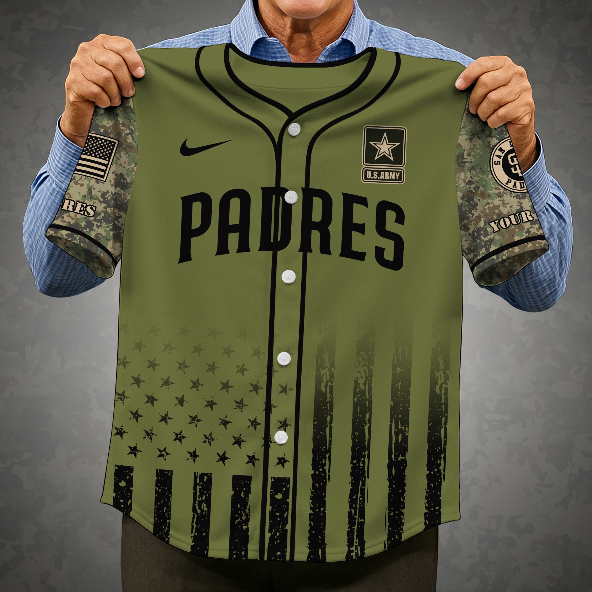 Alternative view of San Diego Padres Baseball Shirt x US Army Military Appreciation Night Jersey Editions Limited 2025 Custom Name, Sport Shirt For Fans ETRG-05082173