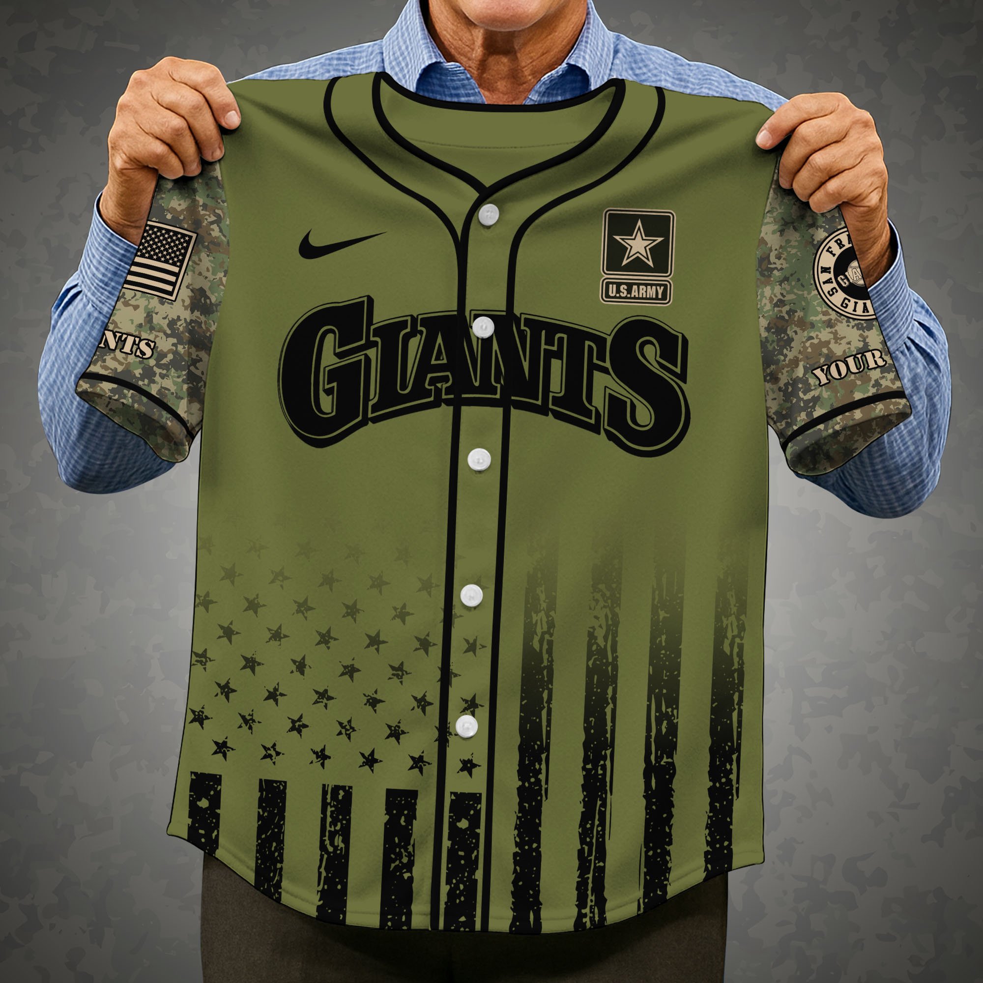 Alternative view of San Francisco Giants Baseball Shirt x US Army Military Appreciation Night Jersey Editions Limited 2025 Custom Name, Sport Shirt For Fans ETRG-05082173