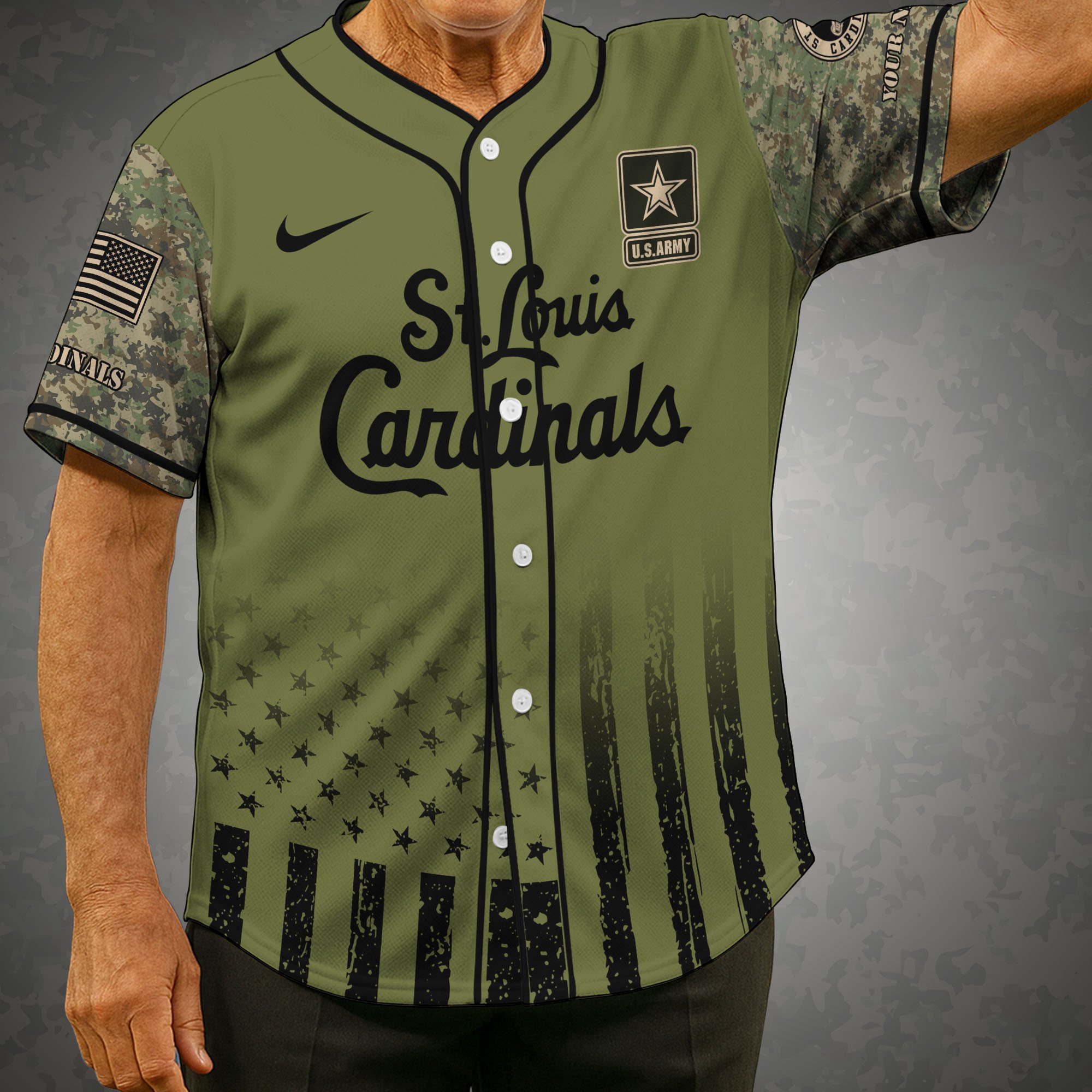 St. Louis Cardinals Baseball Shirt x US Army Military Appreciation Night Jersey Editions Limited 2025 Custom Name, Sport Shirt For Fans ETRG-05082173