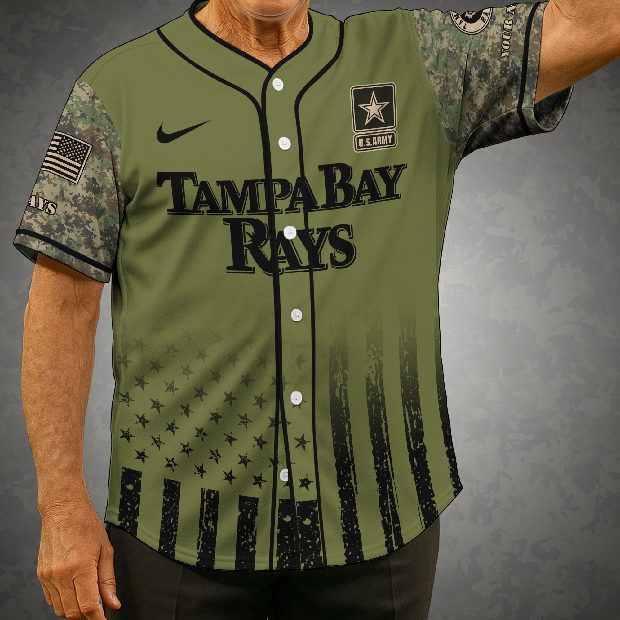 Tampa Bay Rays Baseball Shirt x US Army Military Appreciation Night Jersey Editions Limited 2025 Custom Name, Sport Shirt For Fans ETRG-05082173