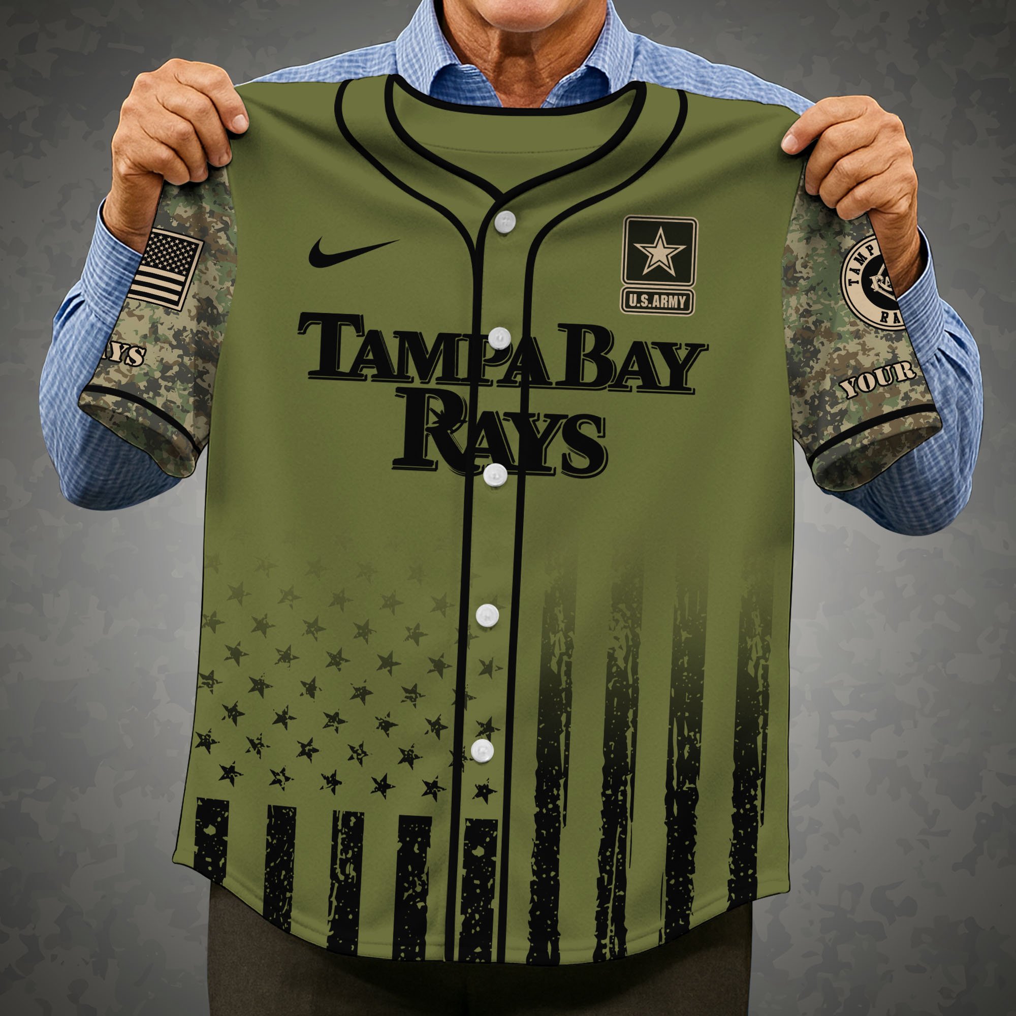 Alternative view of Tampa Bay Rays Baseball Shirt x US Army Military Appreciation Night Jersey Editions Limited 2025 Custom Name, Sport Shirt For Fans ETRG-05082173