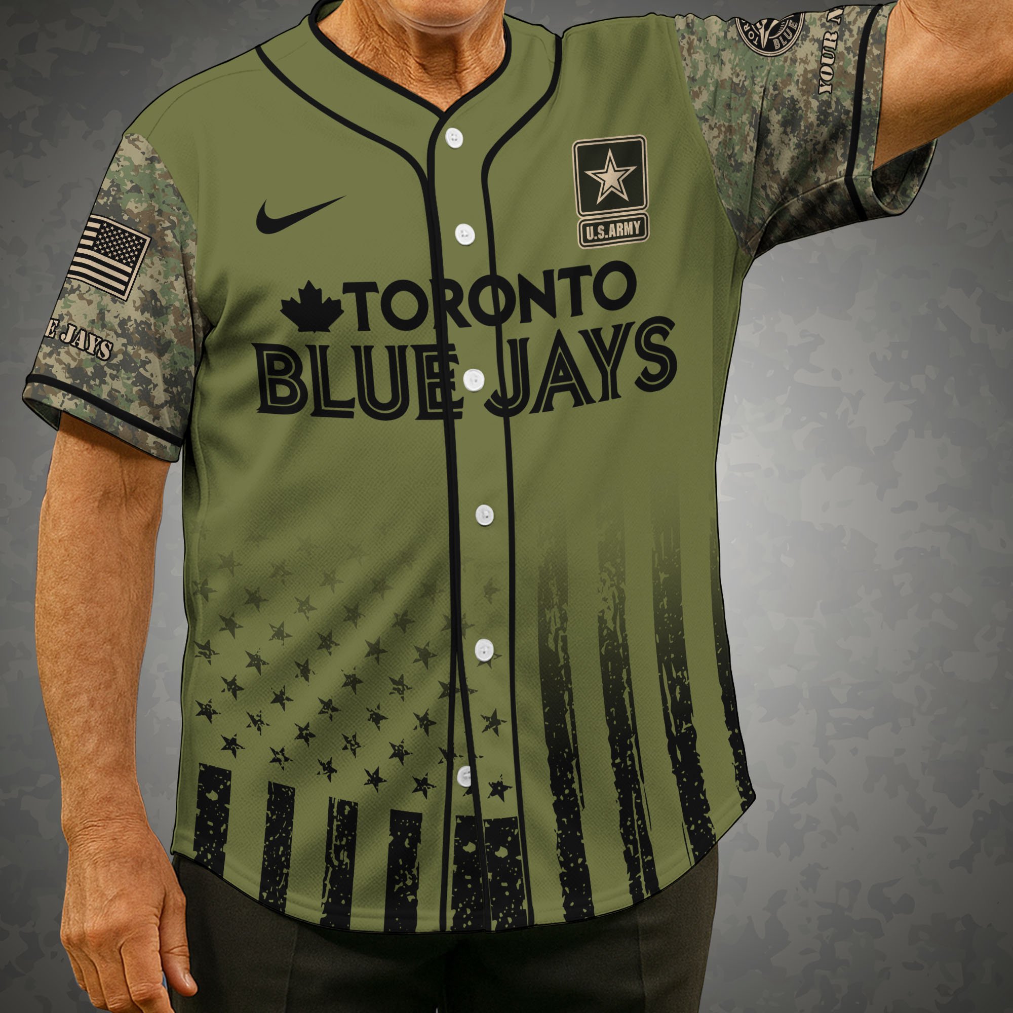 Toronto Blue Jays Baseball Shirt x US Army Military Appreciation Night Jersey Editions Limited 2025 Custom Name, Sport Shirt For Fans ETRG-05082173