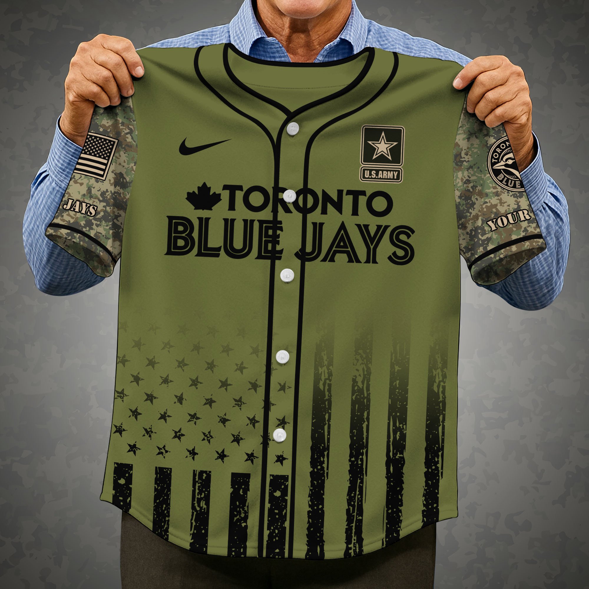 Alternative view of Toronto Blue Jays Baseball Shirt x US Army Military Appreciation Night Jersey Editions Limited 2025 Custom Name, Sport Shirt For Fans ETRG-05082173
