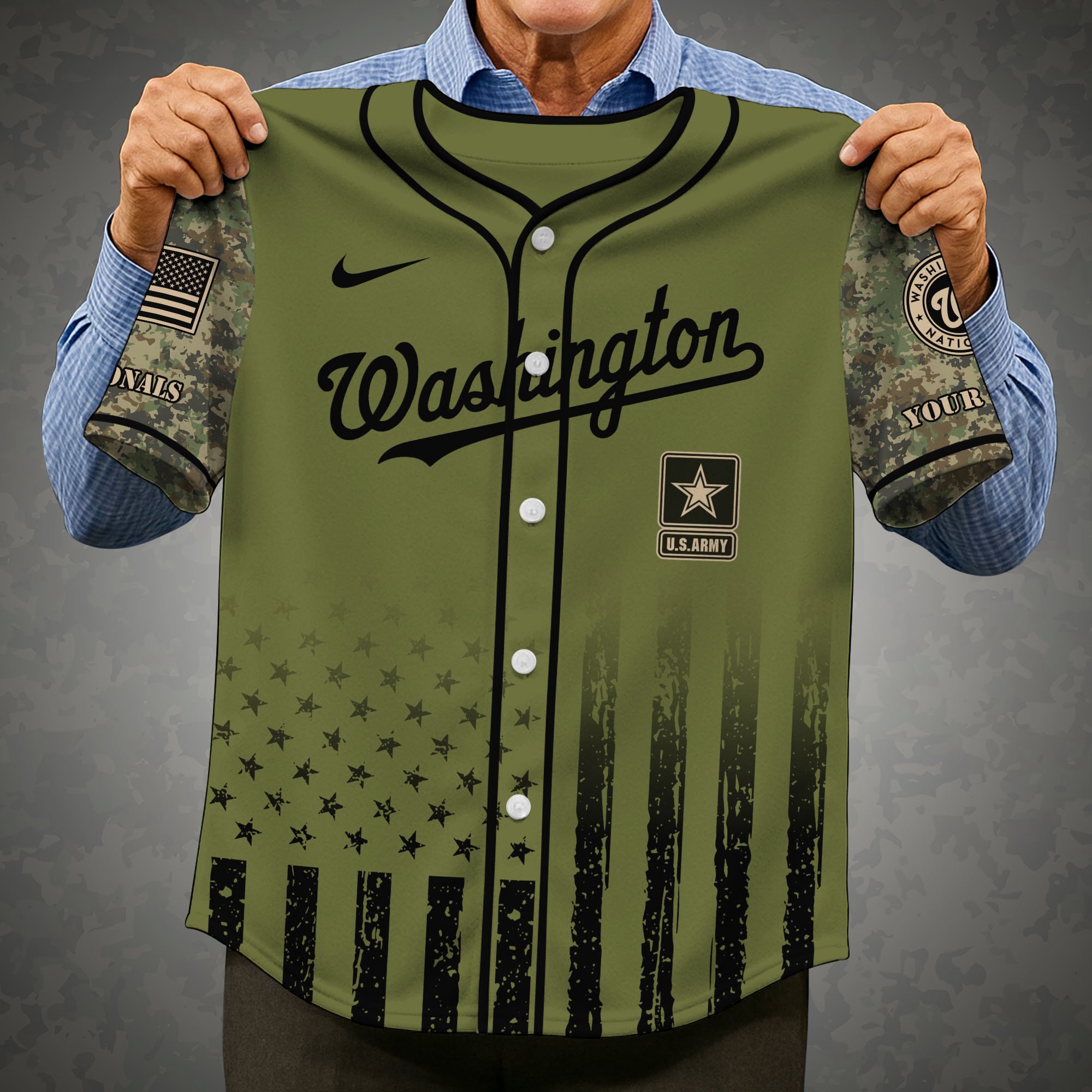 Alternative view of Washington Nationals Baseball Shirt x US Army Military Appreciation Night Jersey Editions Limited 2025 Custom Name, Sport Shirt For Fans ETRG-05082173