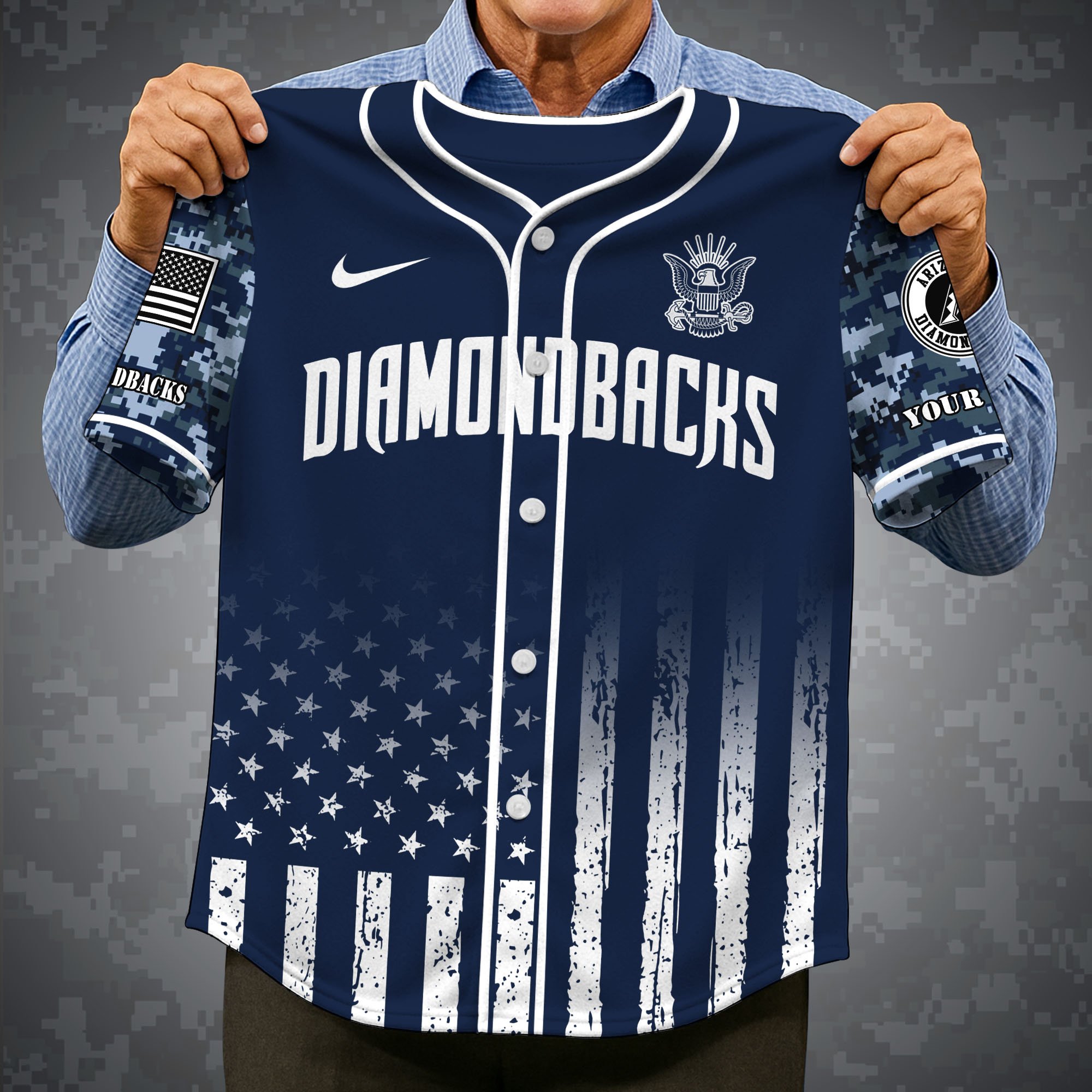 Alternative view of Arizona Diamondbacks Baseball Shirt x US Navy Military Appreciation Night Jersey Editions Limited 2025 Custom Name, Sport Shirt For Fan ETRG-05132194