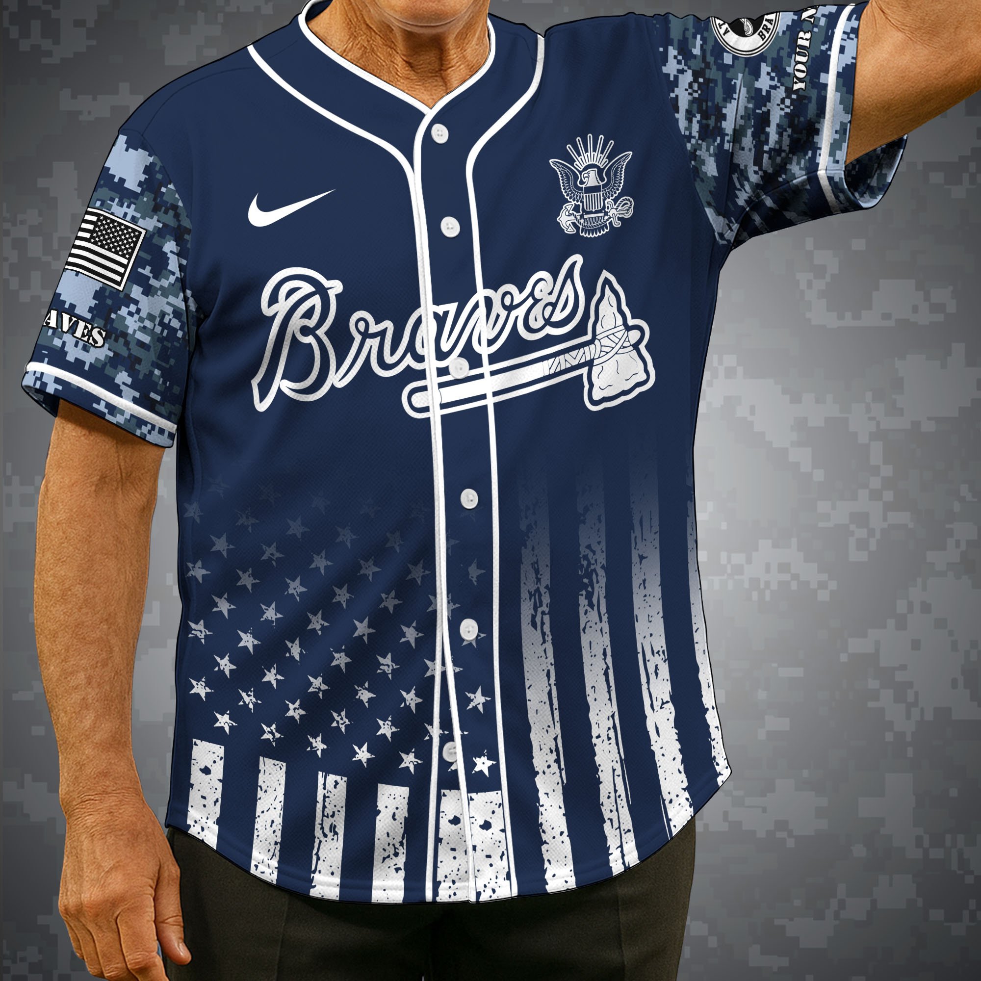 Atlanta Braves Baseball Shirt x US Navy Military Appreciation Night Jersey Editions Limited 2025 Custom Name, Sport Shirt For Fan ETRG-05132194