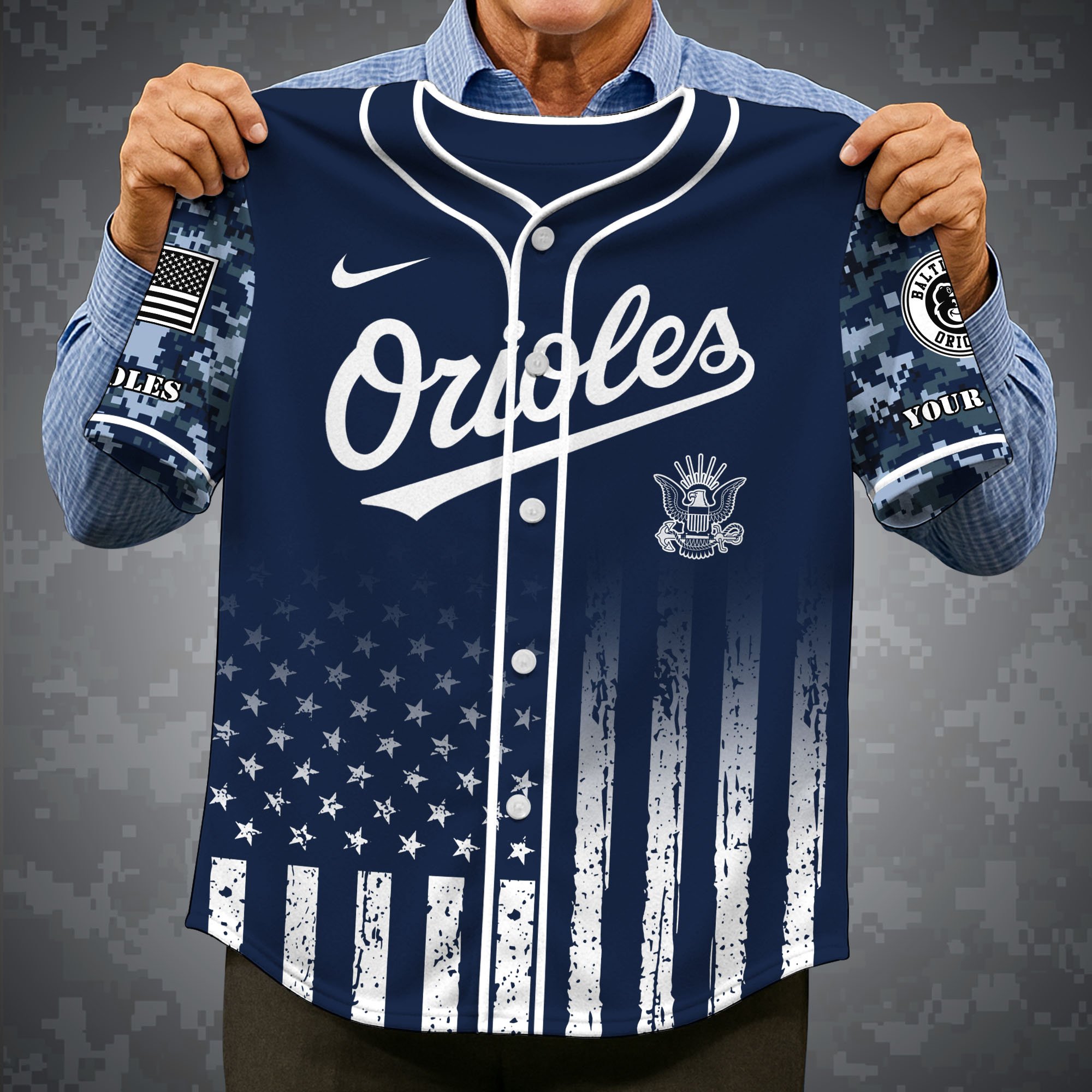 Alternative view of Baltimore Orioles Baseball Shirt x US Navy Military Appreciation Night Jersey Editions Limited 2025 Custom Name, Sport Shirt For Fan ETRG-05132194