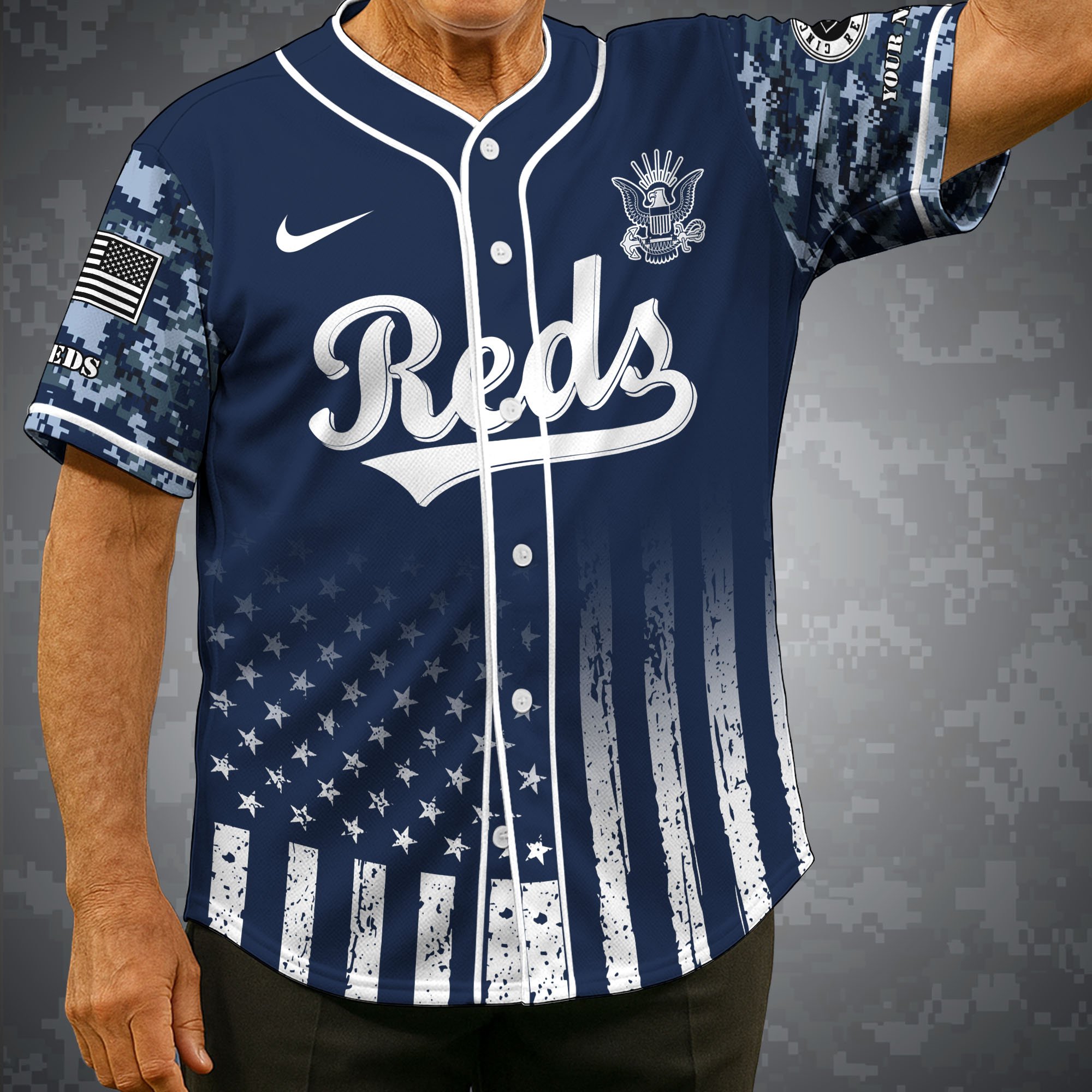 Cincinnati Reds Baseball Shirt x US Navy Military Appreciation Night Jersey Editions Limited 2025 Custom Name, Sport Shirt For Fan ETRG-05132194