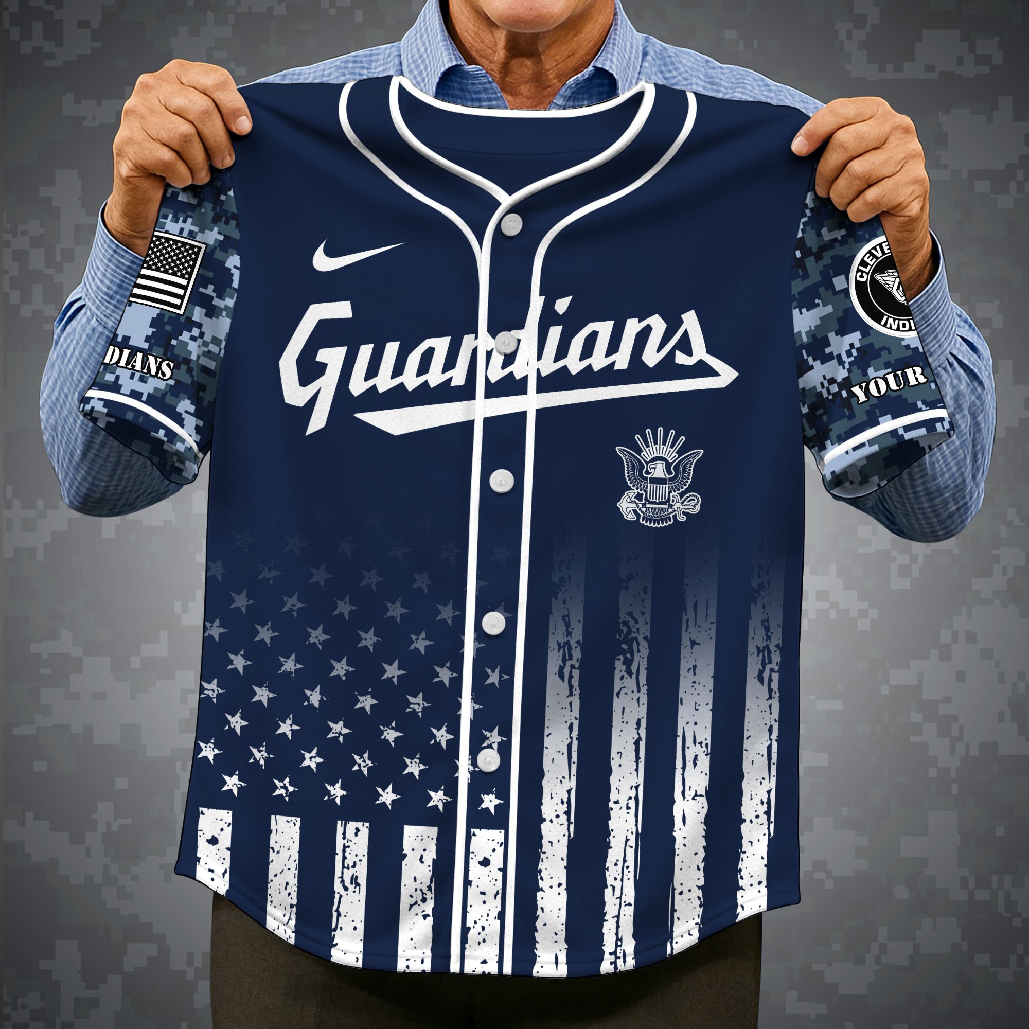 Alternative view of Cleveland Guardians Baseball Shirt x US Navy Military Appreciation Night Jersey Editions Limited 2025 Custom Name, Sport Shirt For Fan ETRG-05132194