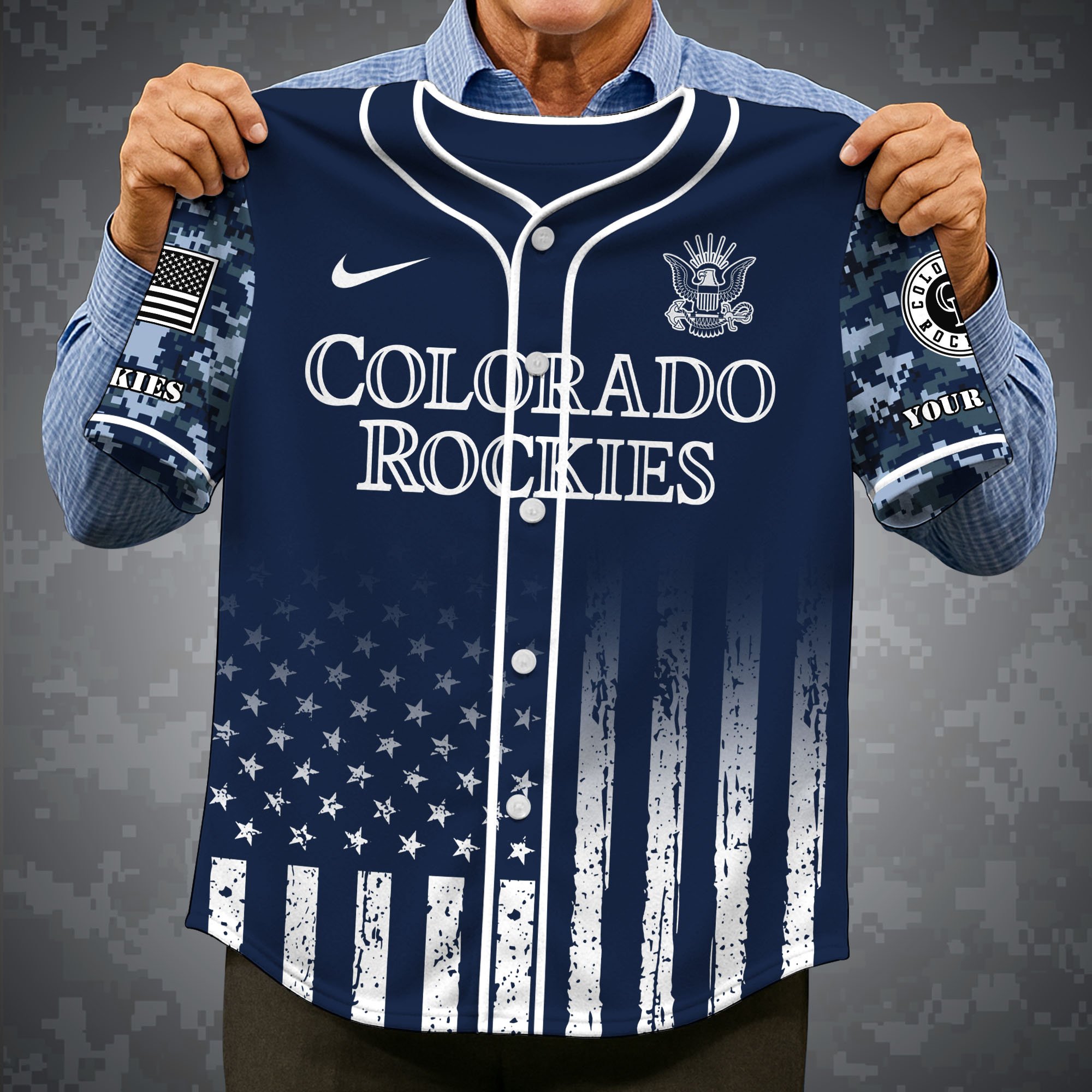 Alternative view of Colorado Rockies Baseball Shirt x US Navy Military Appreciation Night Jersey Editions Limited 2025 Custom Name, Sport Shirt For Fan ETRG-05132194