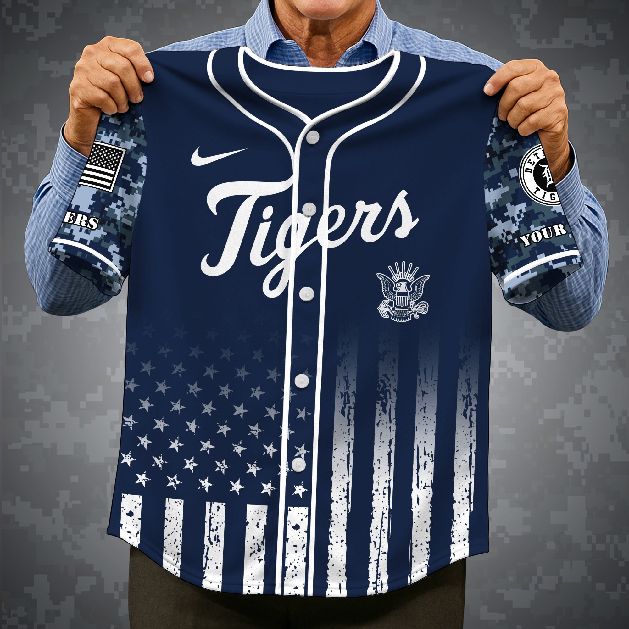 Alternative view of Detroit Tigers Baseball Shirt x US Navy Military Appreciation Night Jersey Editions Limited 2025 Custom Name, Sport Shirt For Fan ETRG-05132194