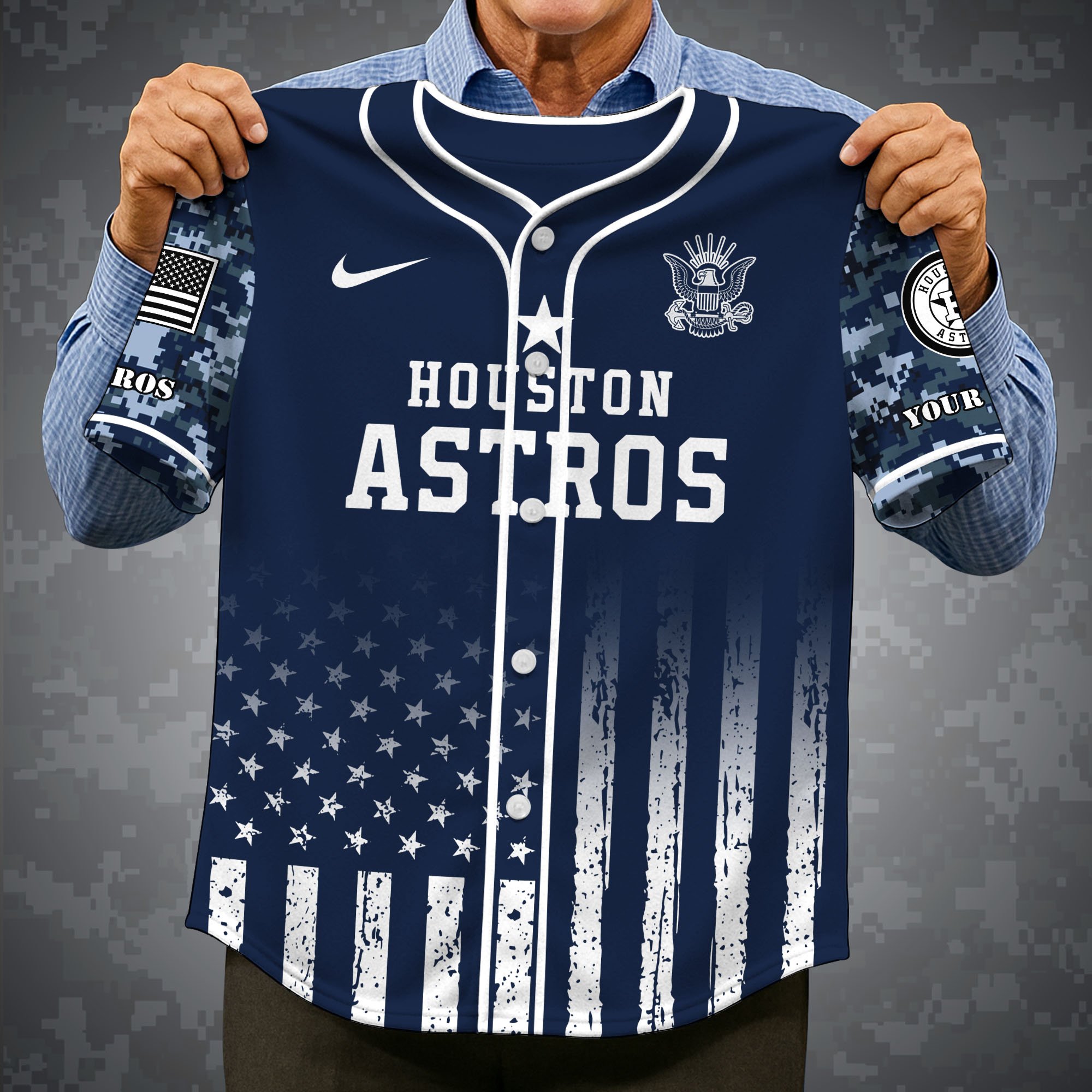 Alternative view of Houston Astros Baseball Shirt x US Navy Military Appreciation Night Jersey Editions Limited 2025 Custom Name, Sport Shirt For Fan ETRG-05132194
