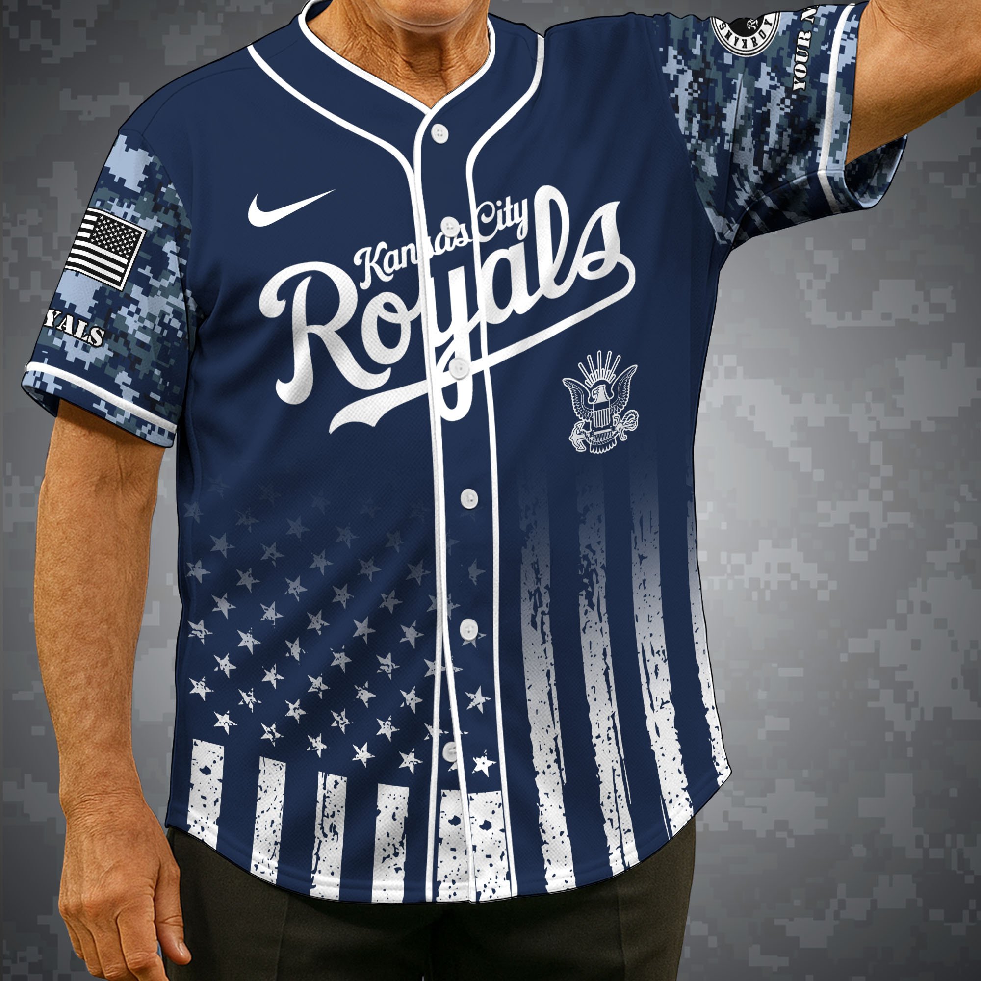 Kansas City Royals Baseball Shirt x US Navy Military Appreciation Night Jersey Editions Limited 2025 Custom Name, Sport Shirt For Fan ETRG-05132194