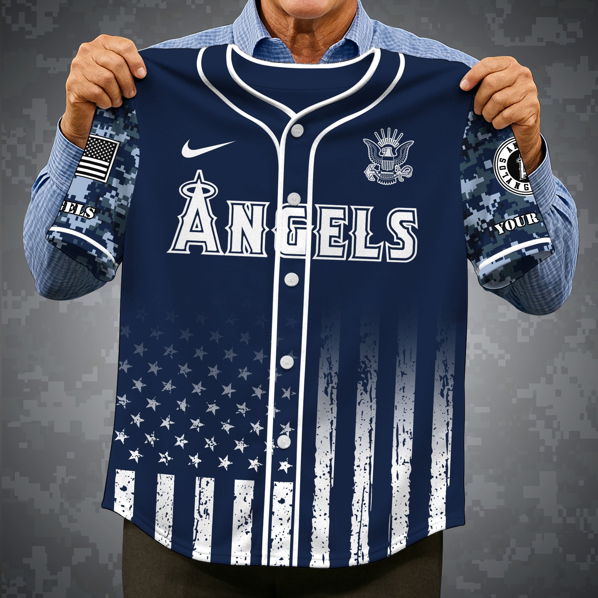 Alternative view of Los Angeles Angels Baseball Shirt x US Navy Military Appreciation Night Jersey Editions Limited 2025 Custom Name, Sport Shirt For Fan ETRG-05132194