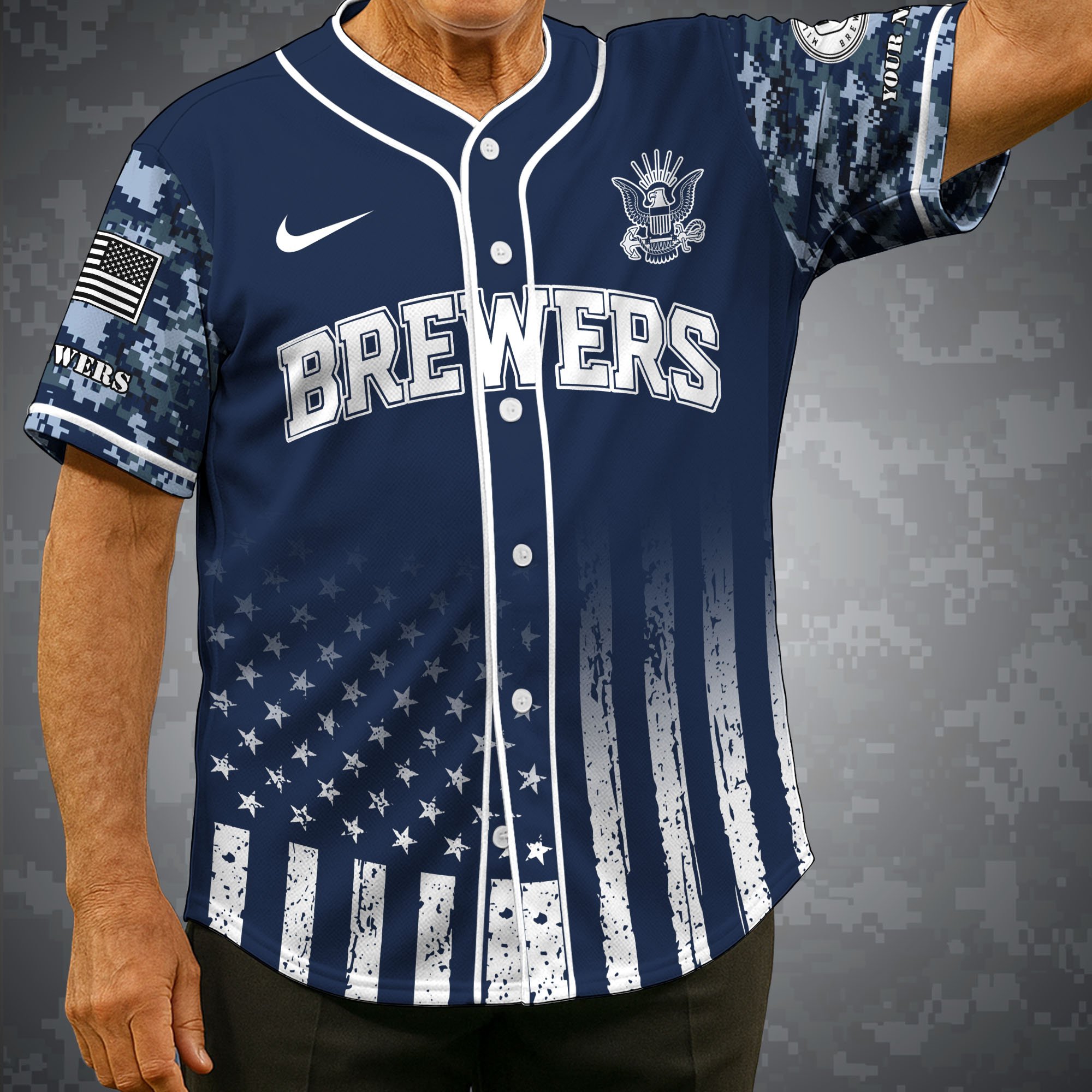 Milwaukee Brewers Baseball Shirt x US Navy Military Appreciation Night Jersey Editions Limited 2025 Custom Name, Sport Shirt For Fan ETRG-05132194