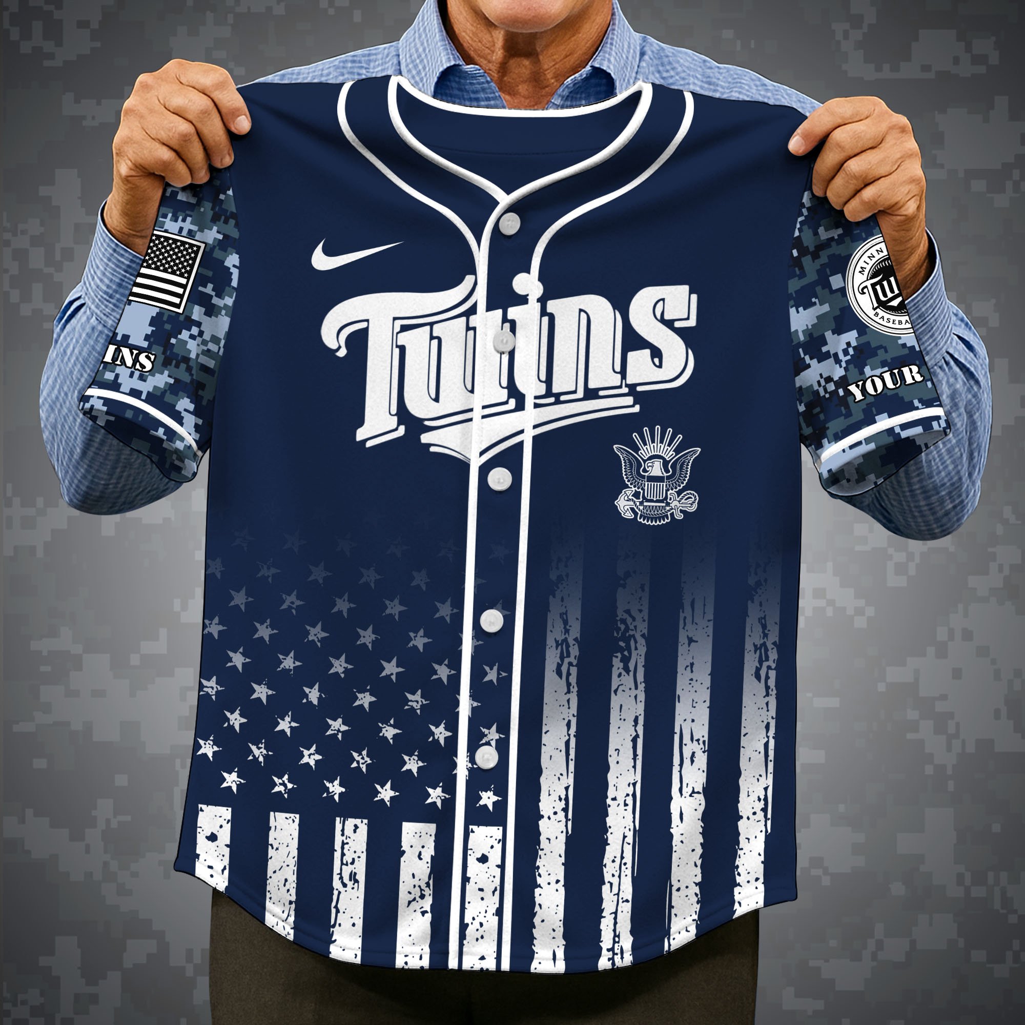 Alternative view of Minnesota Twins Baseball Shirt x US Navy Military Appreciation Night Jersey Editions Limited 2025 Custom Name, Sport Shirt For Fan ETRG-05132194
