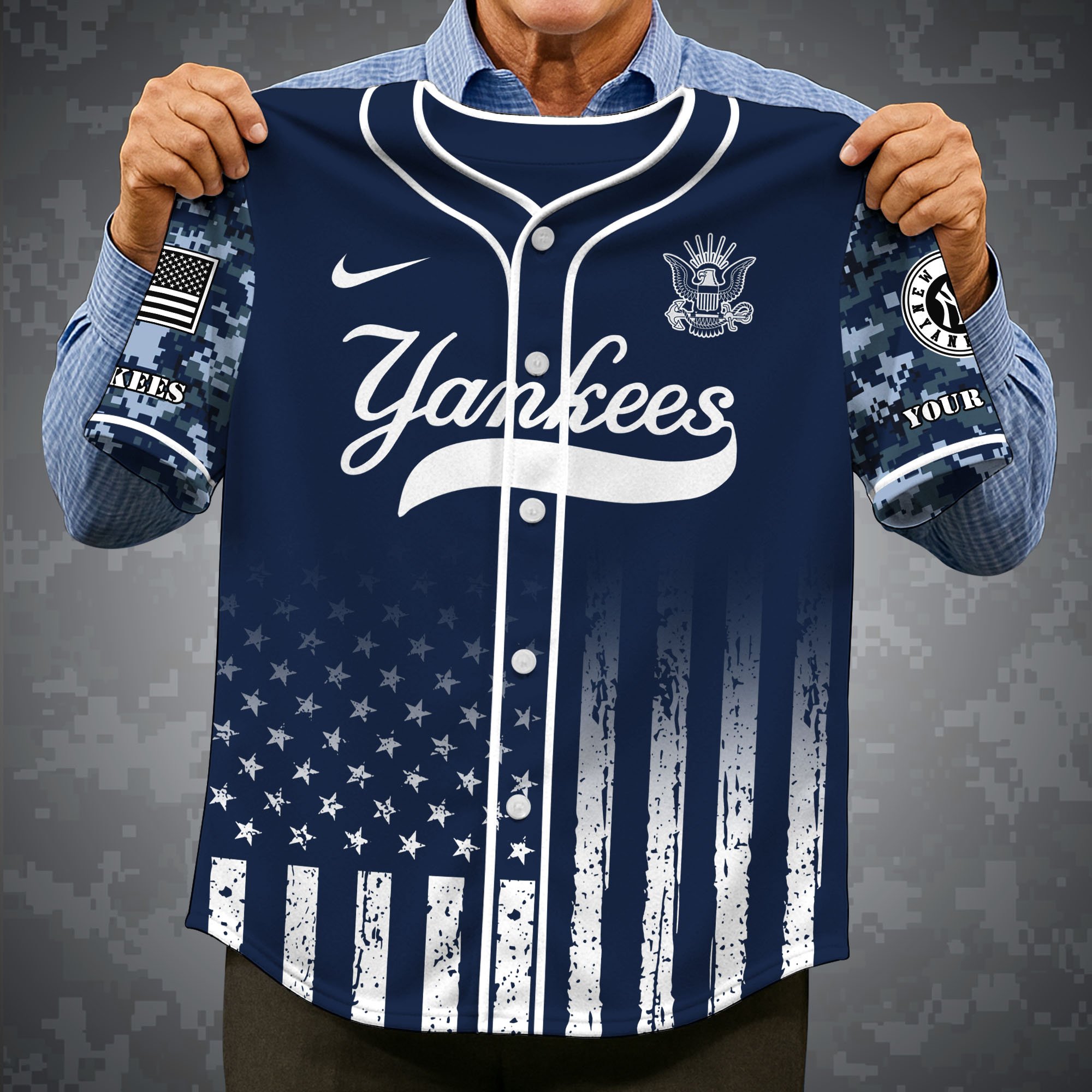 Alternative view of New York Yankees Baseball Shirt x US Navy Military Appreciation Night Jersey Editions Limited 2025 Custom Name, Sport Shirt For Fan ETRG-05132194