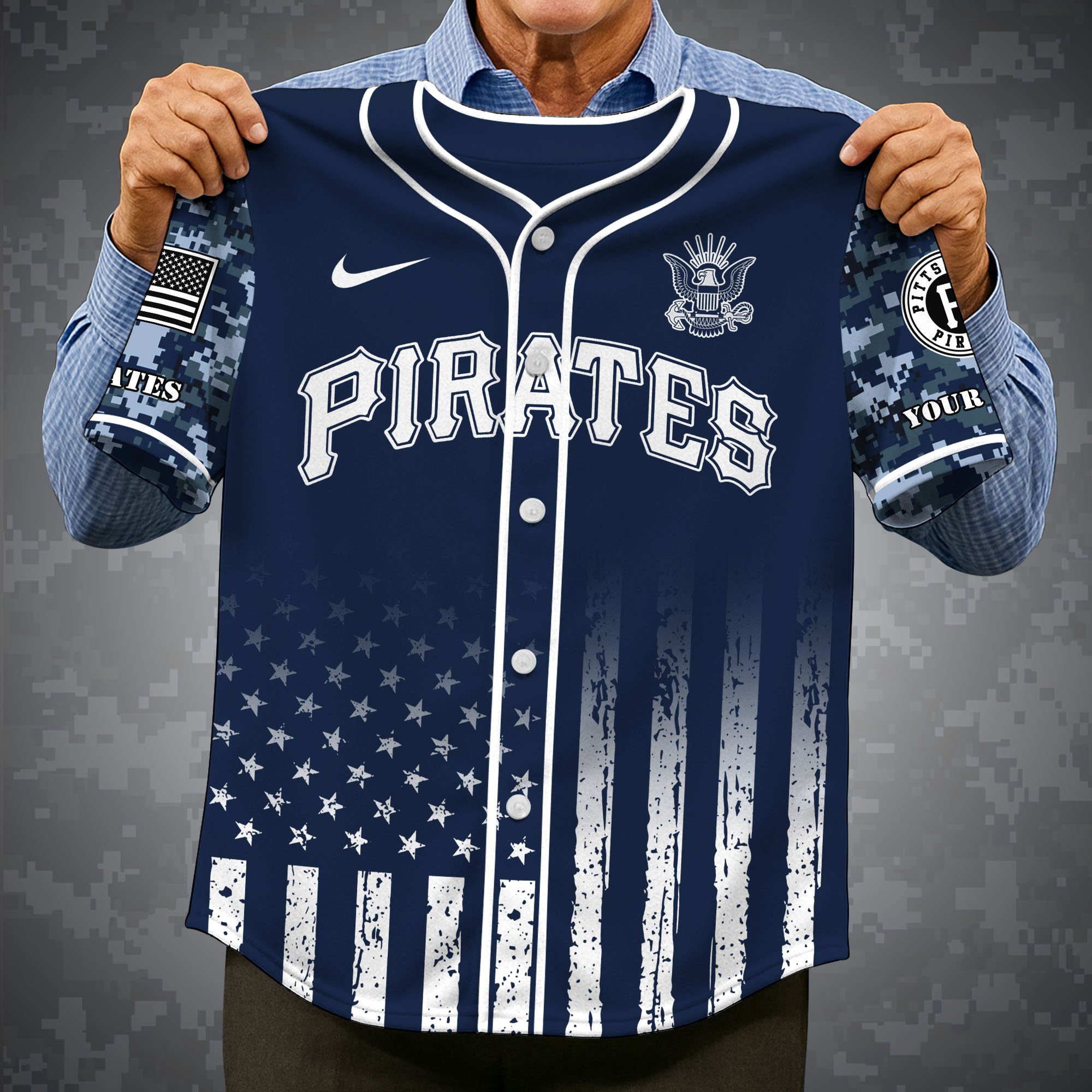 Alternative view of Pittsburgh Pirates Baseball Shirt x US Navy Military Appreciation Night Jersey Editions Limited 2025 Custom Name, Sport Shirt For Fan ETRG-05132194