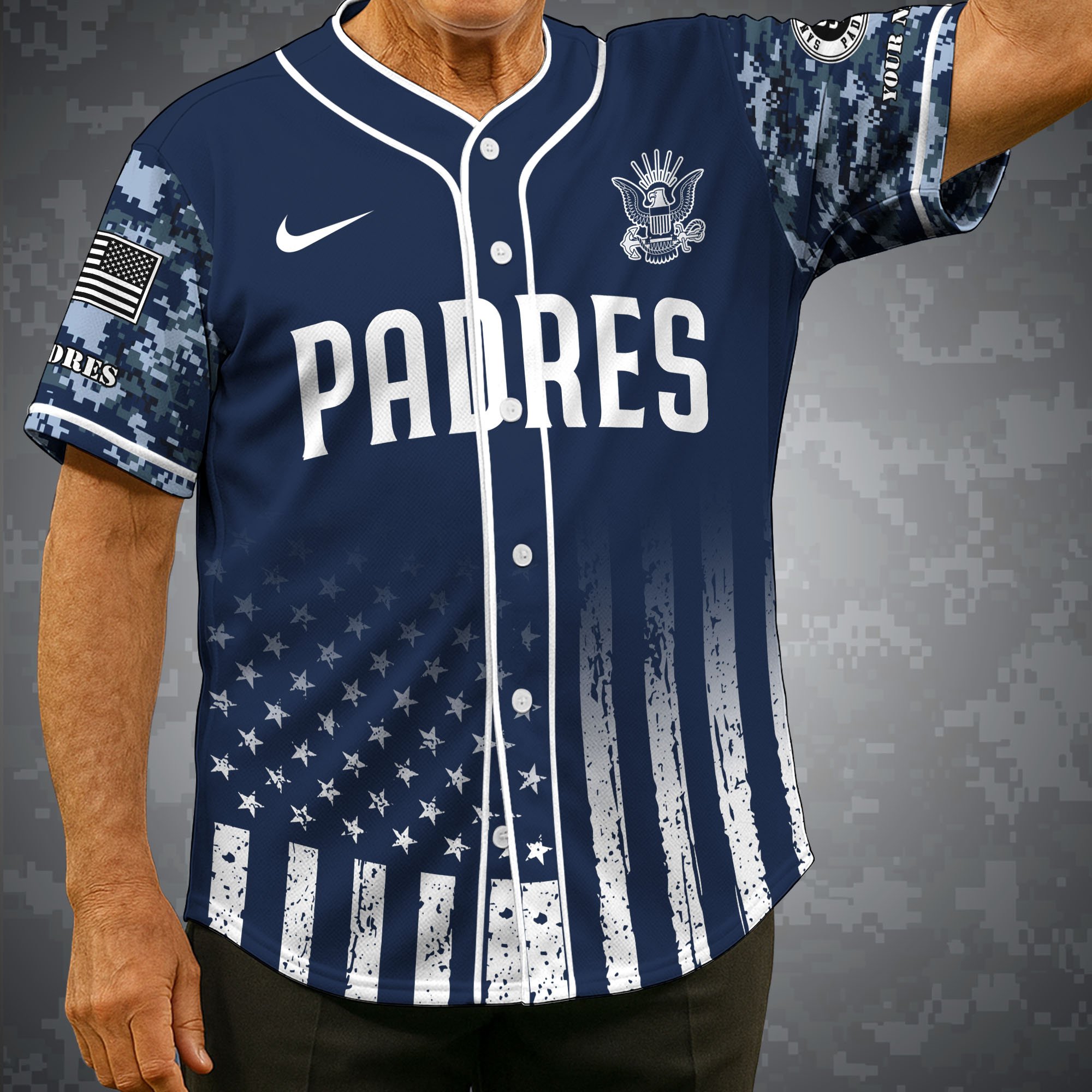San Diego Padres Baseball Shirt x US Navy Military Appreciation Night Jersey Editions Limited 2025 Custom Name, Sport Shirt For Fan ETRG-05132194