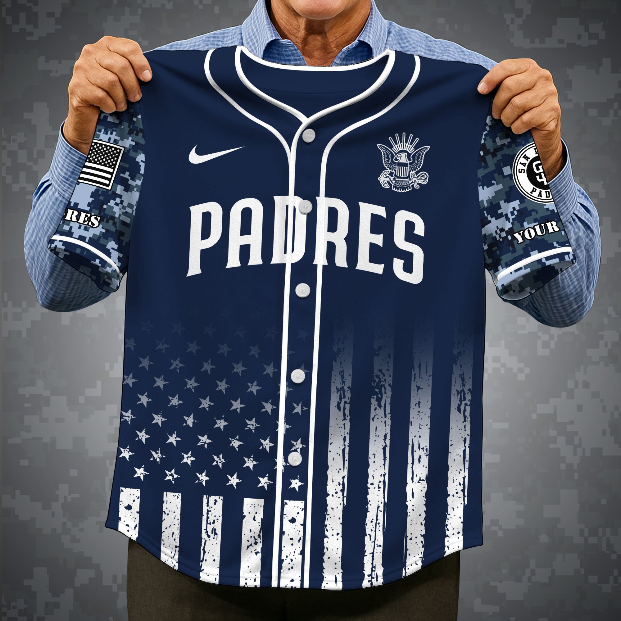 Alternative view of San Diego Padres Baseball Shirt x US Navy Military Appreciation Night Jersey Editions Limited 2025 Custom Name, Sport Shirt For Fan ETRG-05132194