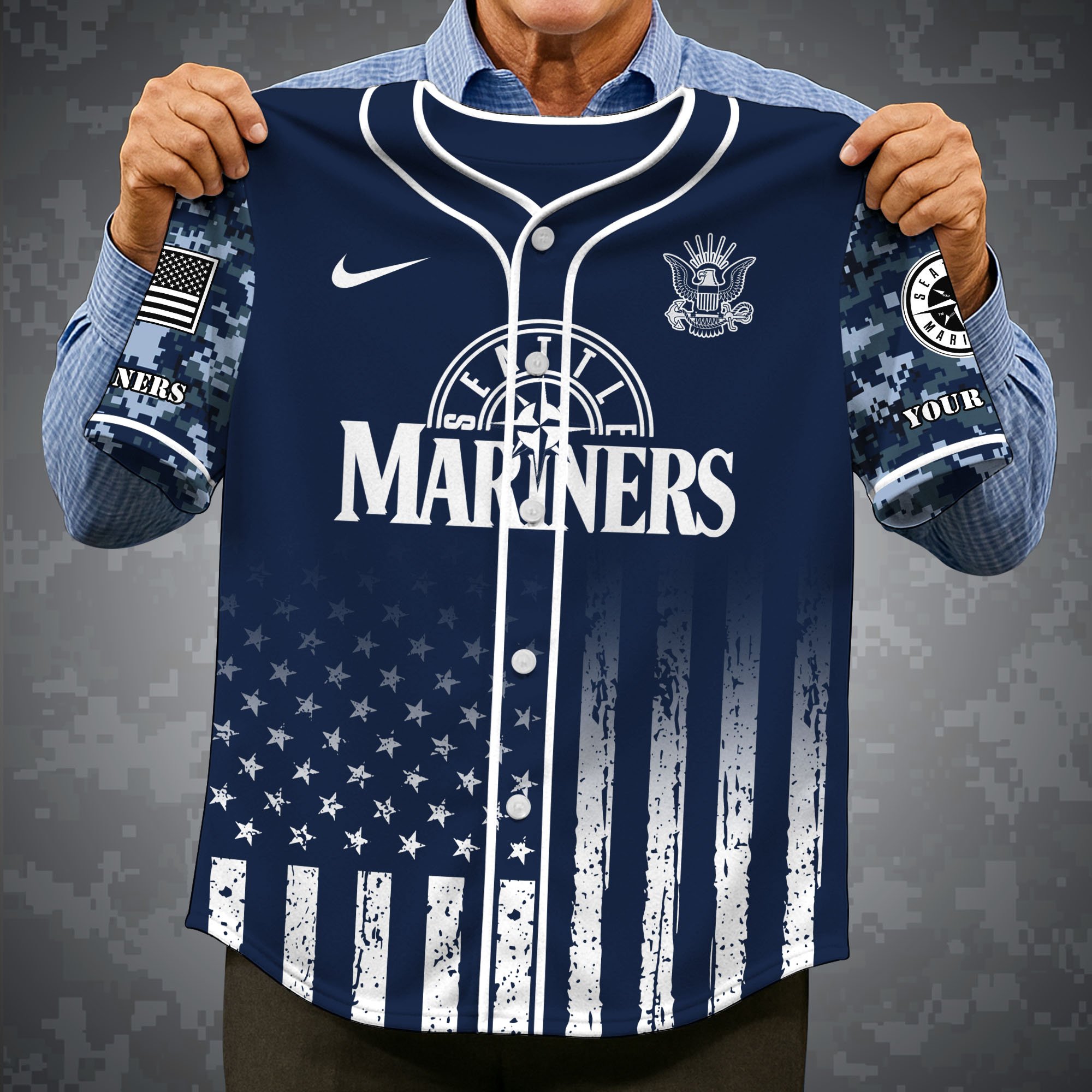Alternative view of Seattle Mariners Baseball Shirt x US Navy Military Appreciation Night Jersey Editions Limited 2025 Custom Name, Sport Shirt For Fan ETRG-05132194