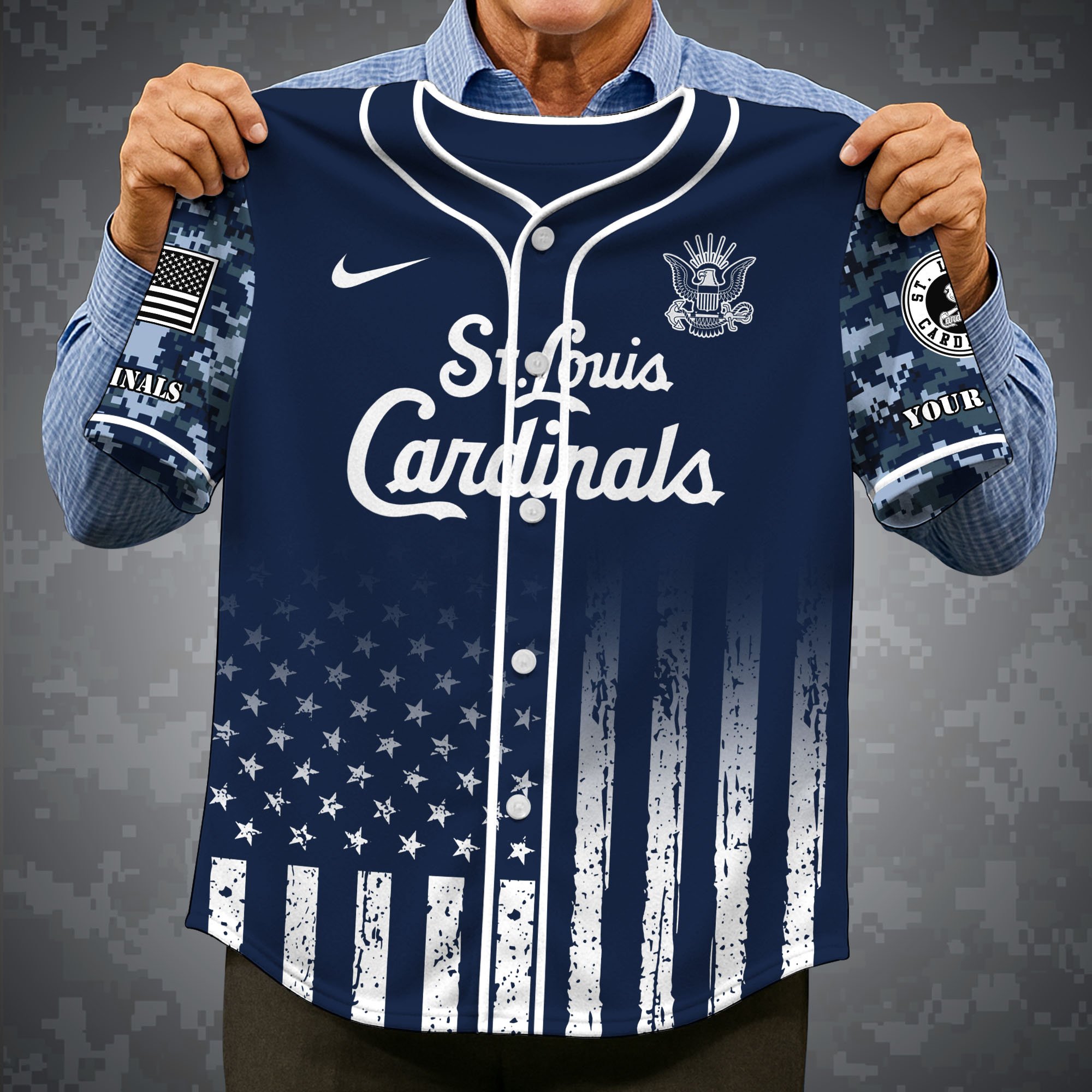 Alternative view of St. Louis Cardinals Baseball Shirt x US Navy Military Appreciation Night Jersey Editions Limited 2025 Custom Name, Sport Shirt For Fan ETRG-05132194
