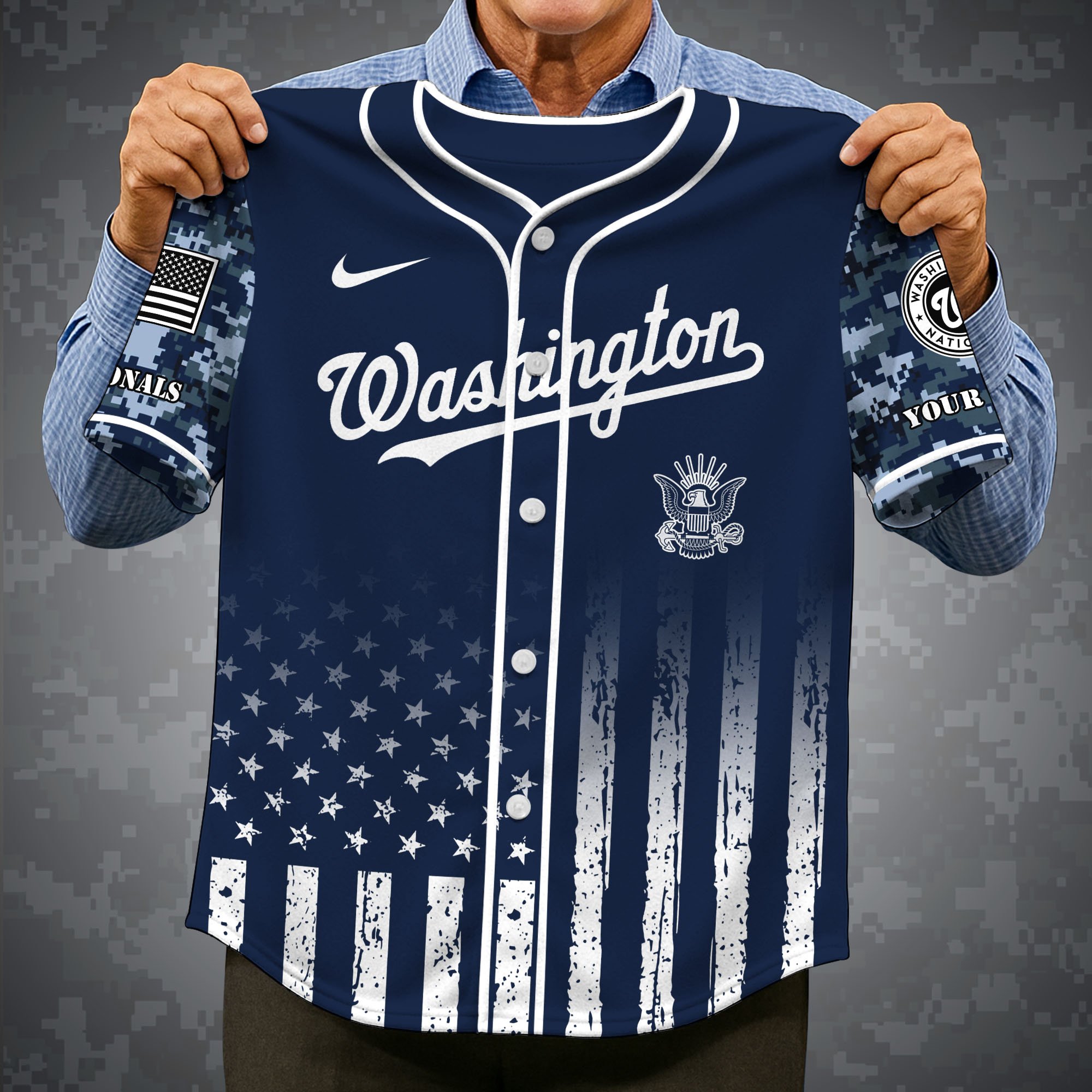 Alternative view of Washington Nationals Baseball Shirt x US Navy Military Appreciation Night Jersey Editions Limited 2025 Custom Name, Sport Shirt For Fan ETRG-05132194