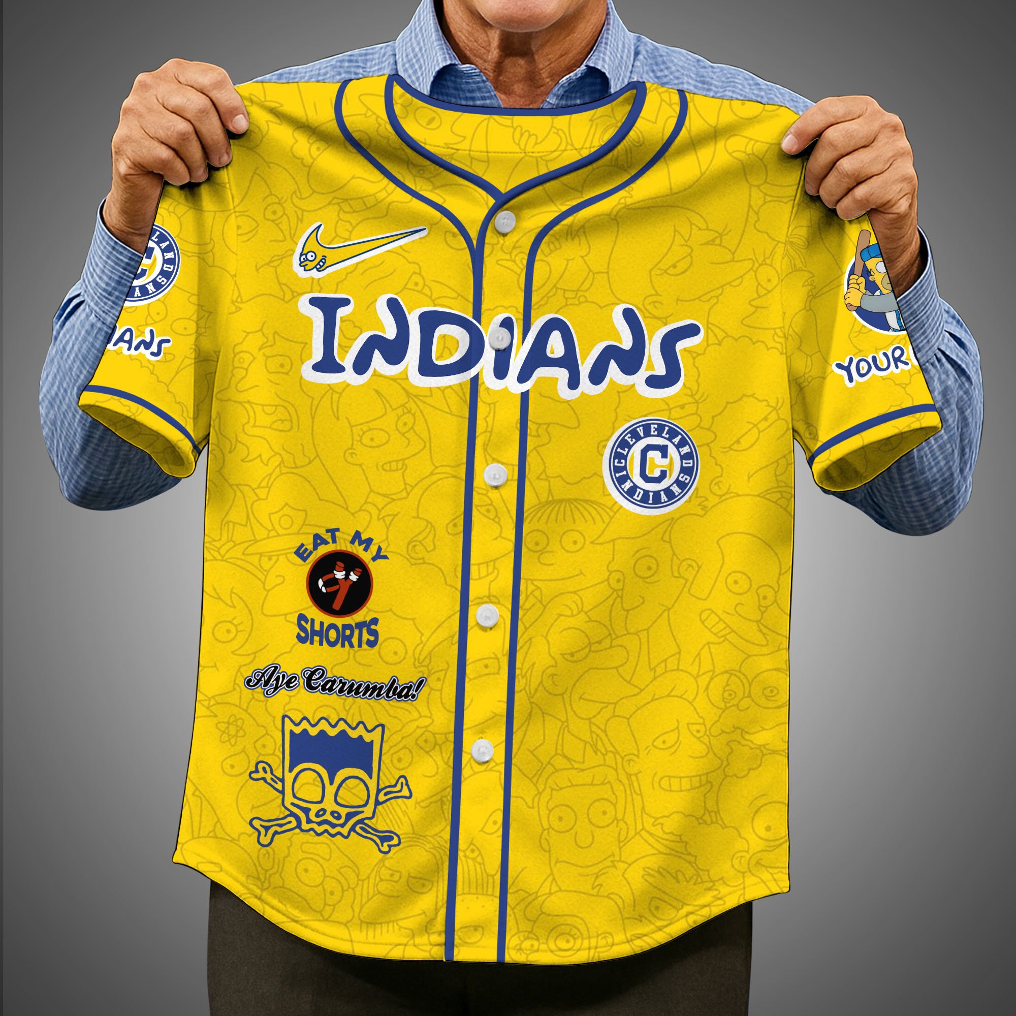 Alternative view of Cleveland Indians Baseball Shirt x The Simpsons Custom Name, Baseball Jersey Editions Limited 2025, Sport Gifts ETRG-05082176