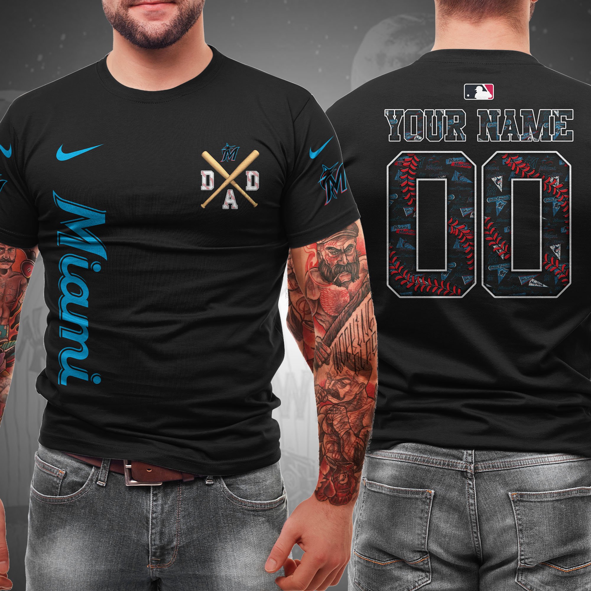 Miami Marlins T-shirt Custom Name And Number, Sport Team Shirt, Gifts For Dad ETRG-05132208