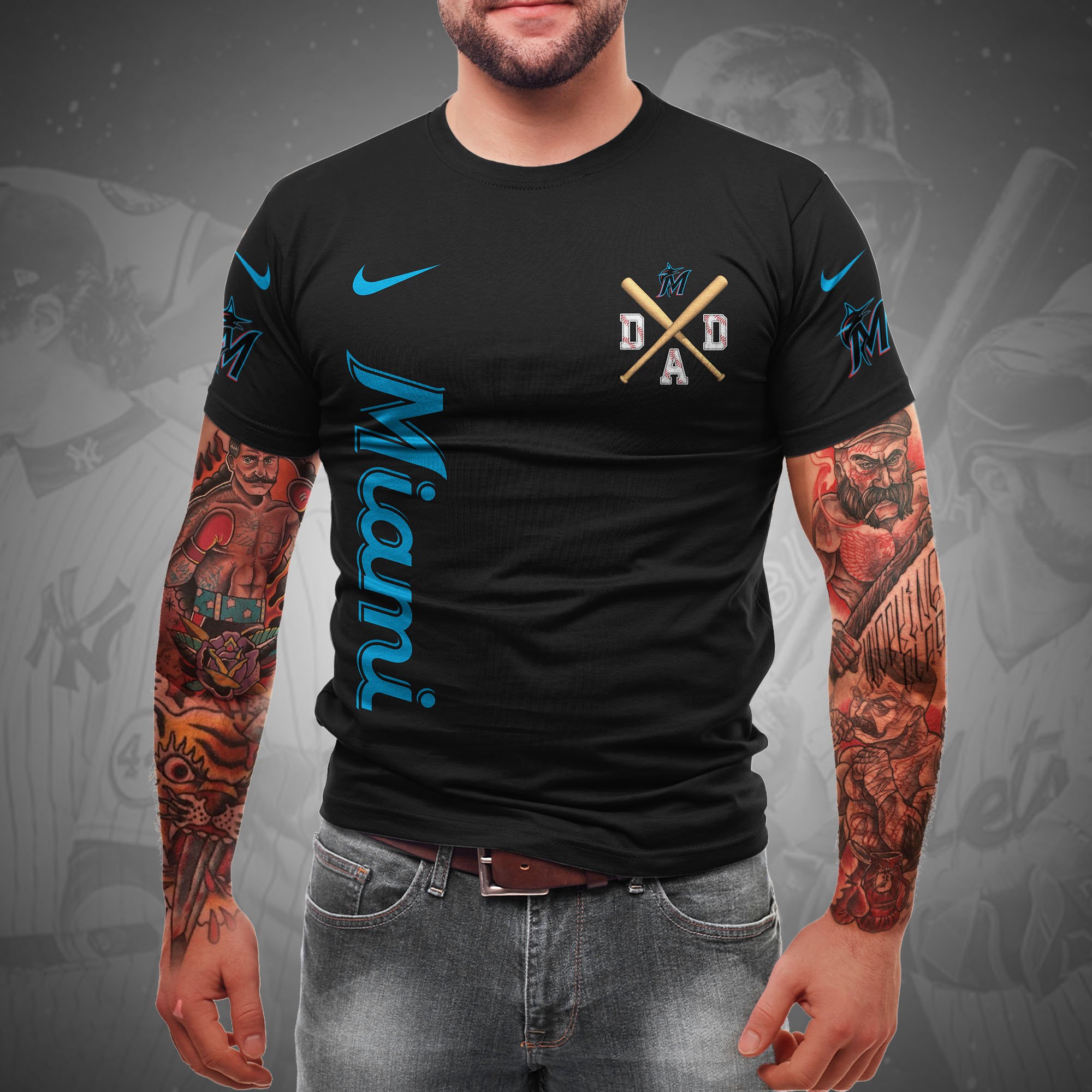 Alternative view of Miami Marlins T-shirt Custom Name And Number, Sport Team Shirt, Gifts For Dad ETRG-05132208