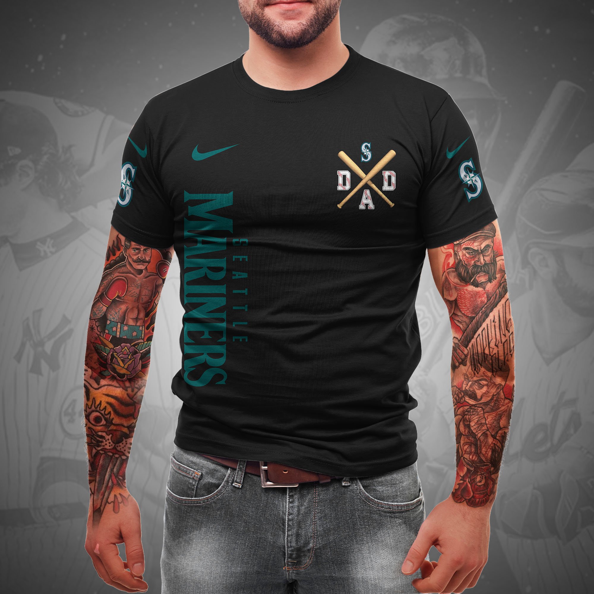 Alternative view of Seattle Mariners T-shirt Custom Name And Number, Sport Team Shirt, Gifts For Dad ETRG-05132208