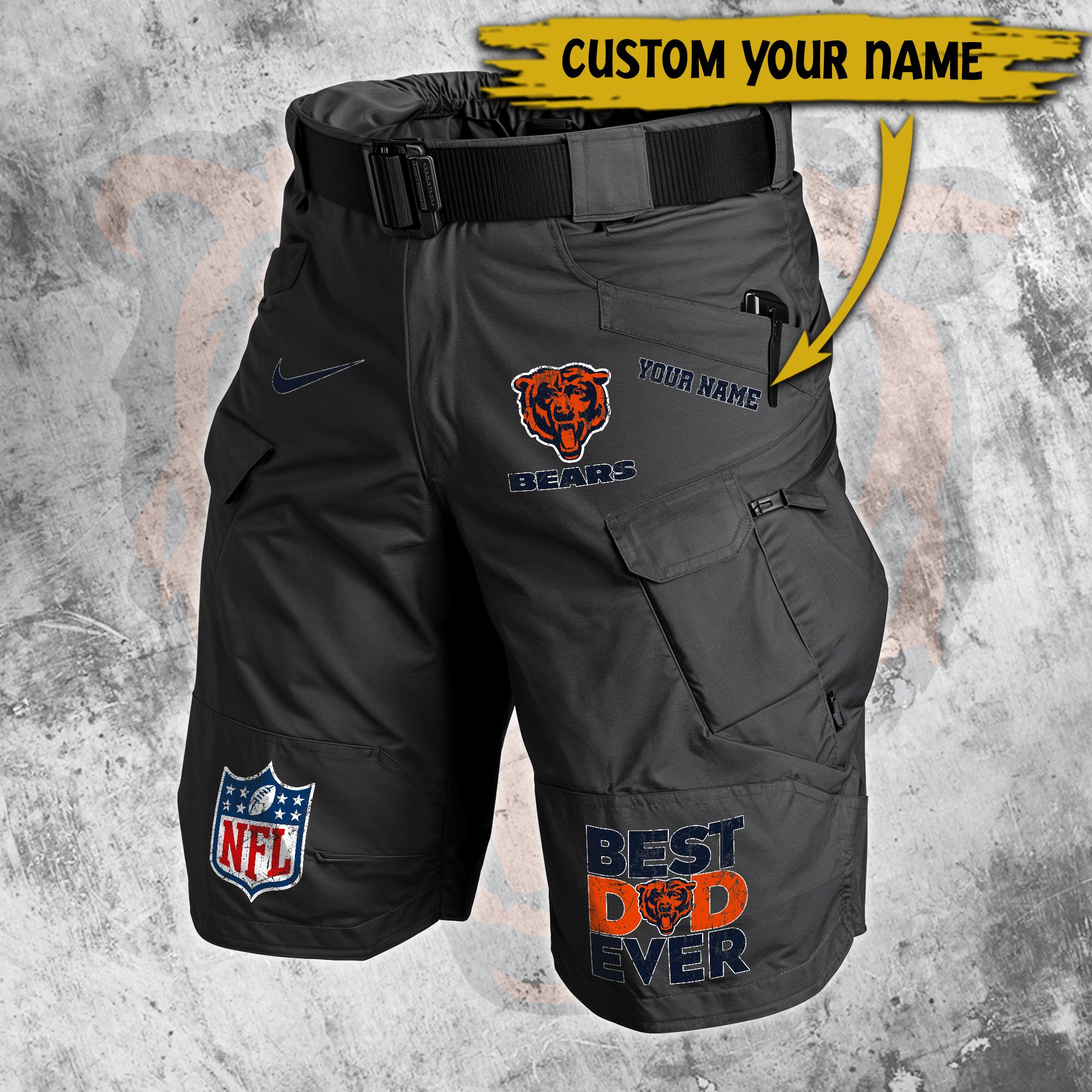 Alternative view of Chicago Bears Men Cargo Shorts Custom Your Name, Football Lovers Clothings, Father's Day Gifts EHIVM-05152262N