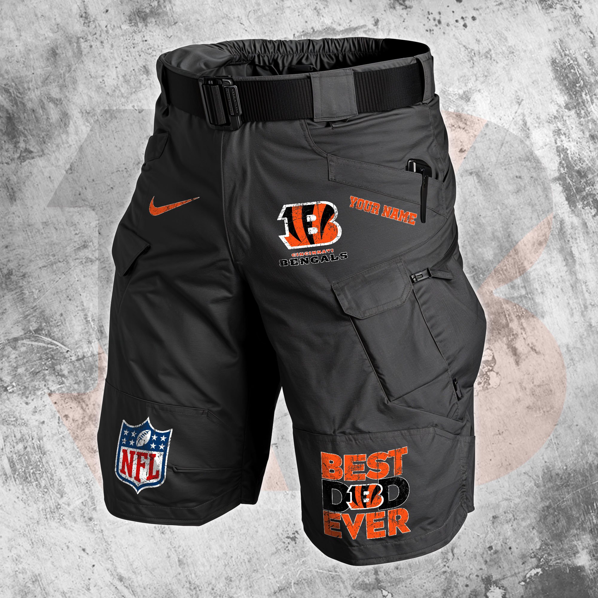 Cincinnati Bengals Men Cargo Shorts Custom Your Name, Football Lovers Clothings, Father's Day Gifts EHIVM-05152262N