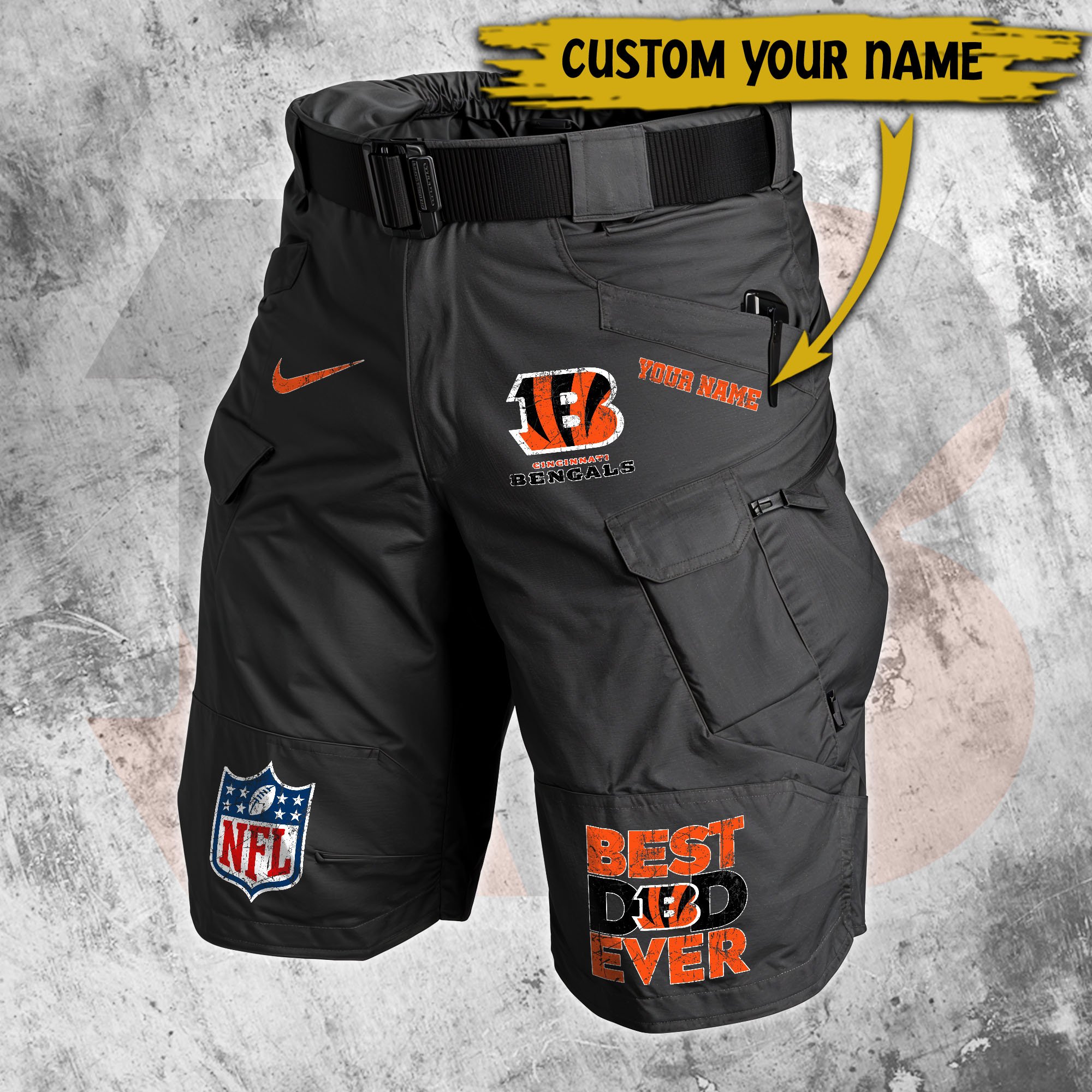 Alternative view of Cincinnati Bengals Men Cargo Shorts Custom Your Name, Football Lovers Clothings, Father's Day Gifts EHIVM-05152262N