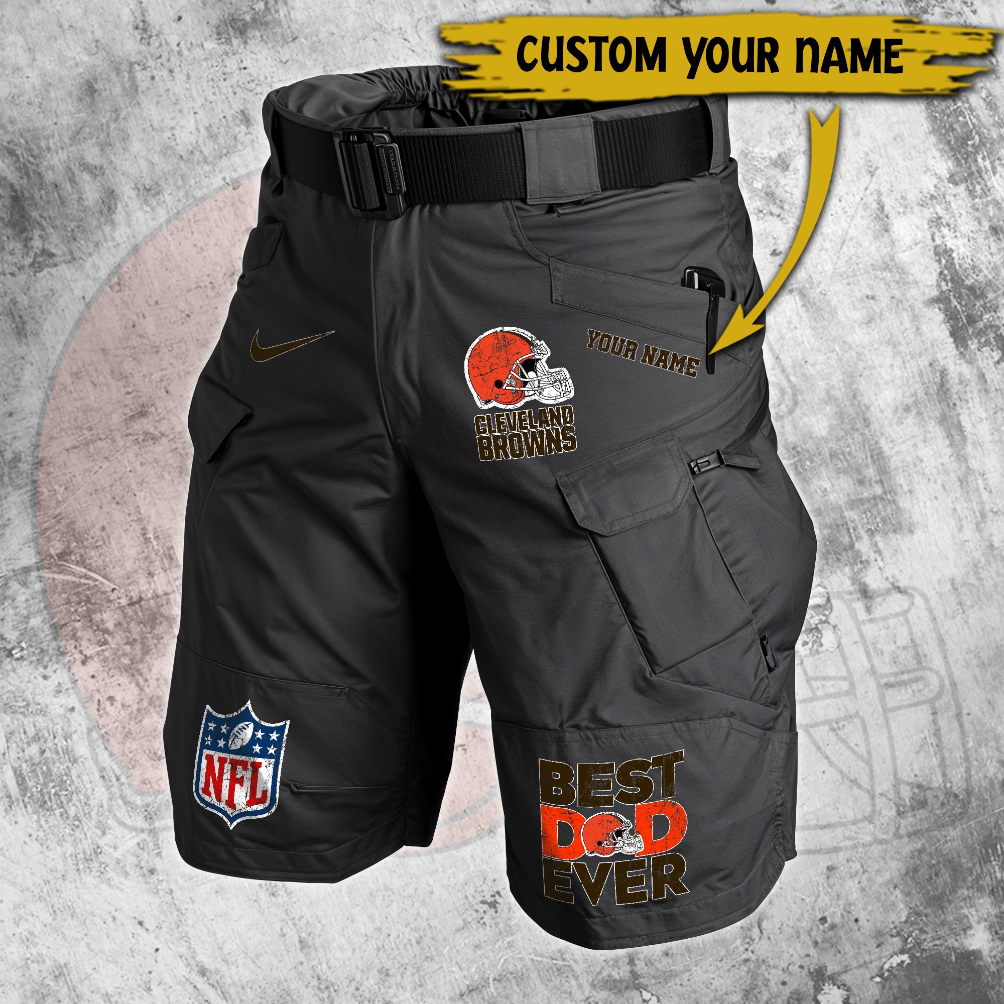 Alternative view of Cleveland Browns Men Cargo Shorts Custom Your Name, Football Lovers Clothings, Father's Day Gifts EHIVM-05152262N